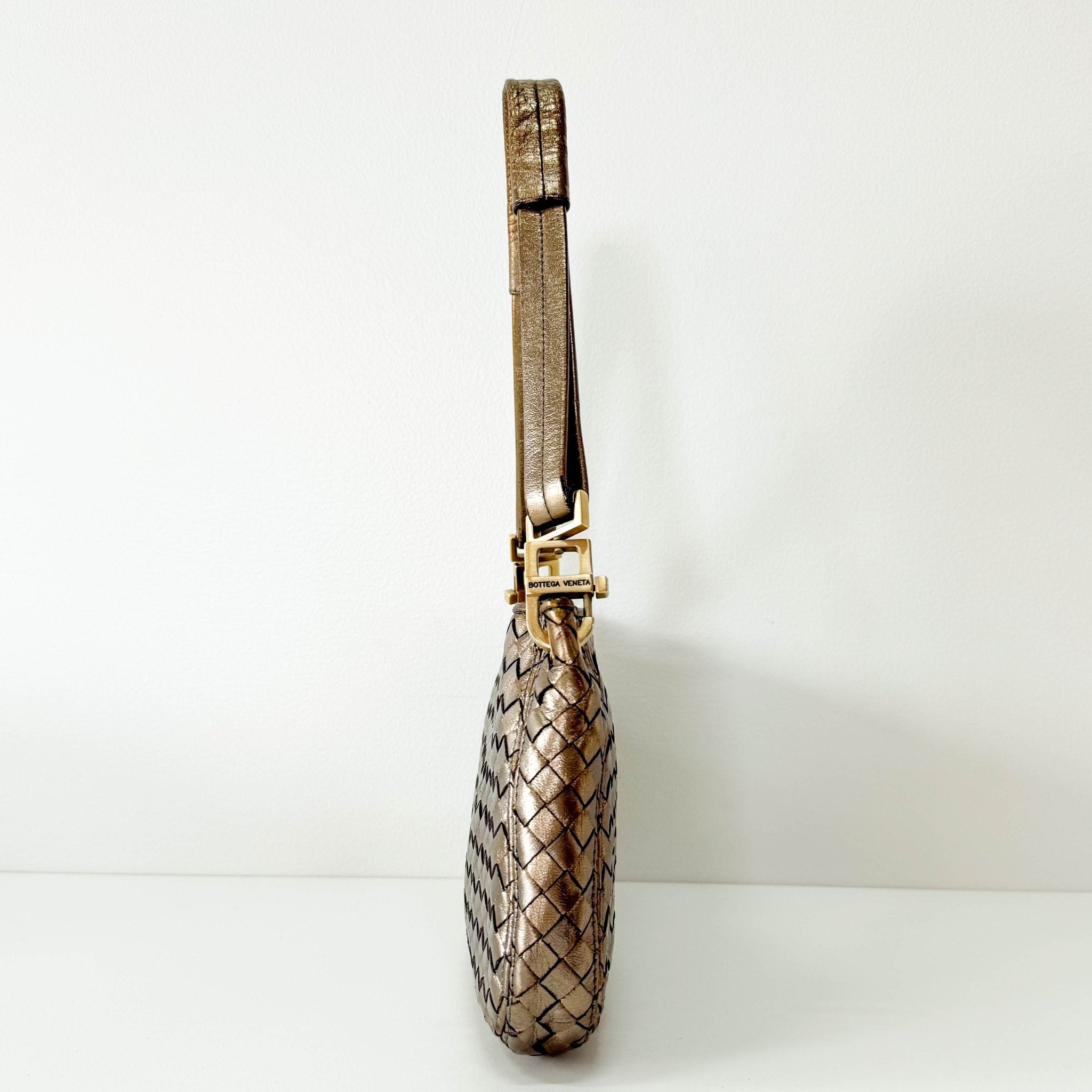 BOTTEGA VENETA Intrecciato Gold Leather Shoulder Bag, in , Sold by HIVE PRELOVED - Shoulder Bags, ,