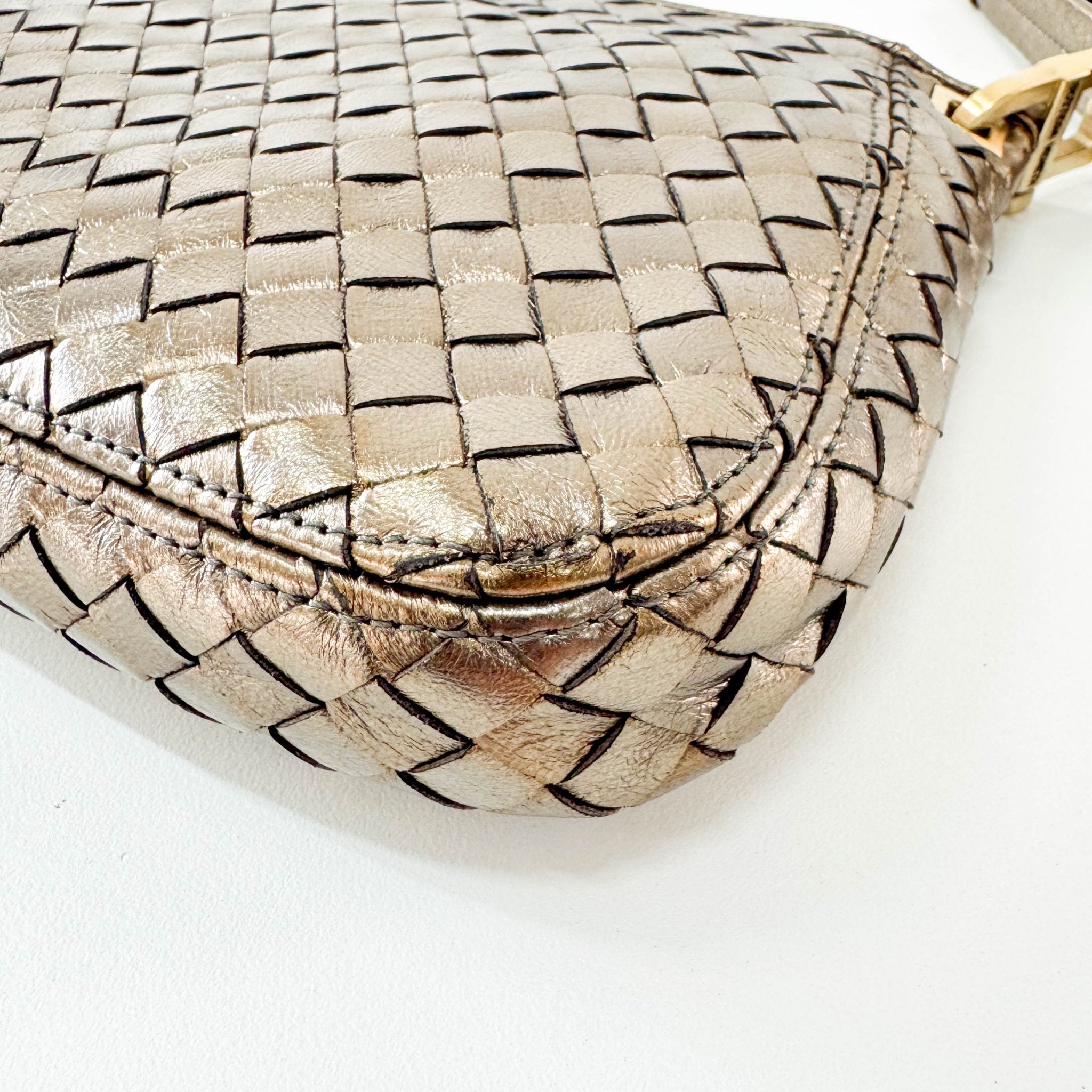 BOTTEGA VENETA Intrecciato Gold Leather Shoulder Bag, in , Sold by HIVE PRELOVED - Shoulder Bags, ,