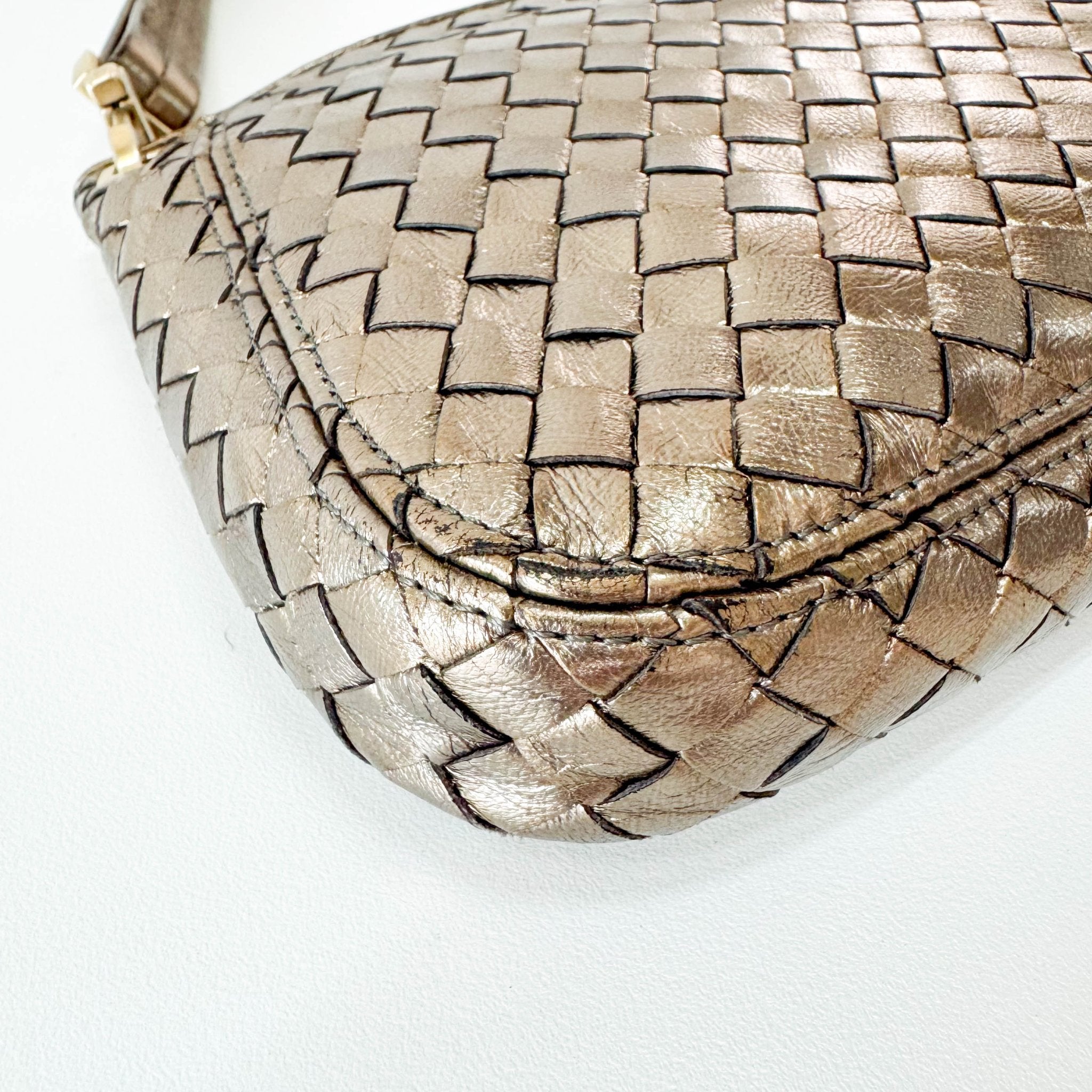 BOTTEGA VENETA Intrecciato Gold Leather Shoulder Bag, in , Sold by HIVE PRELOVED - Shoulder Bags, ,