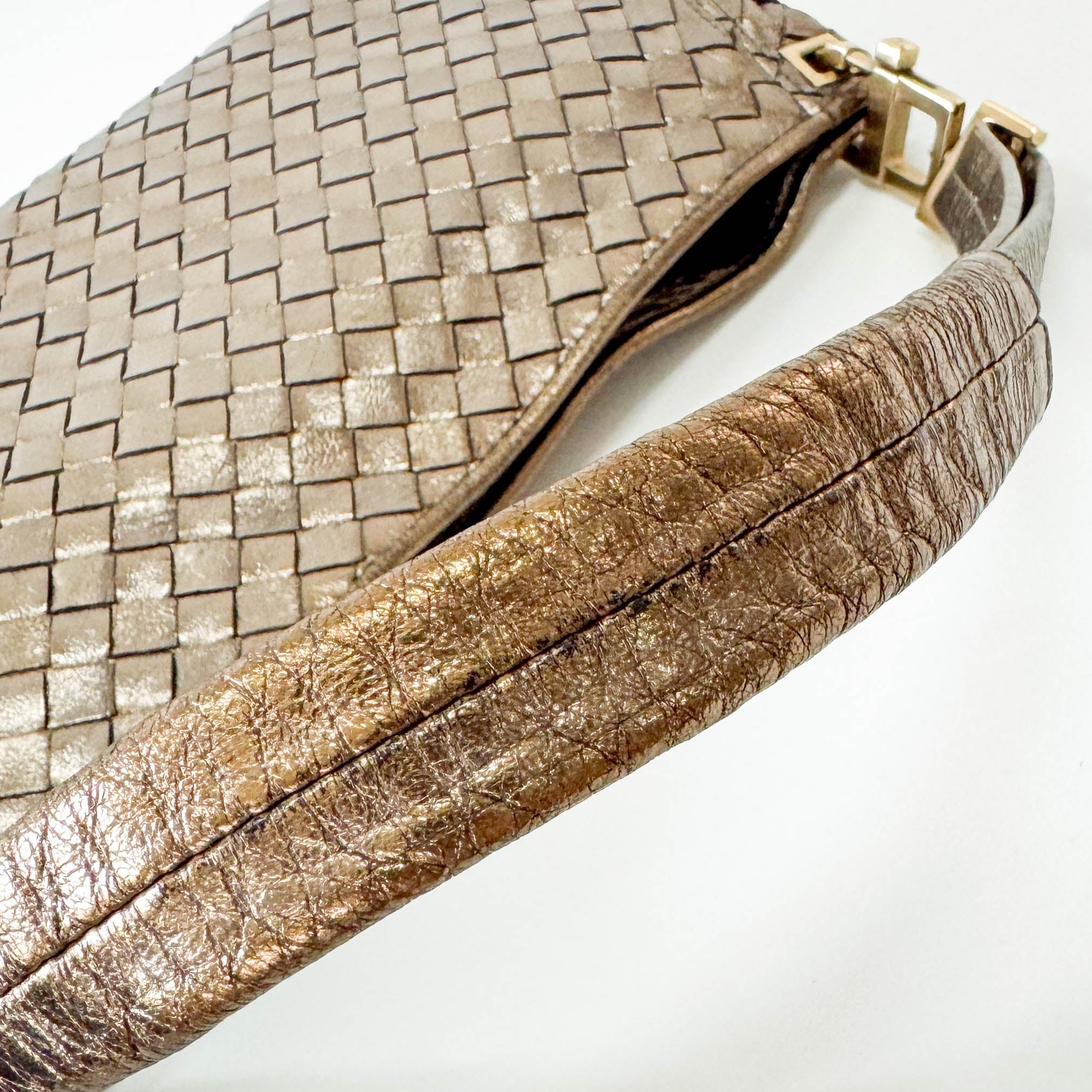 BOTTEGA VENETA Intrecciato Gold Leather Shoulder Bag, in , Sold by HIVE PRELOVED - Shoulder Bags, ,