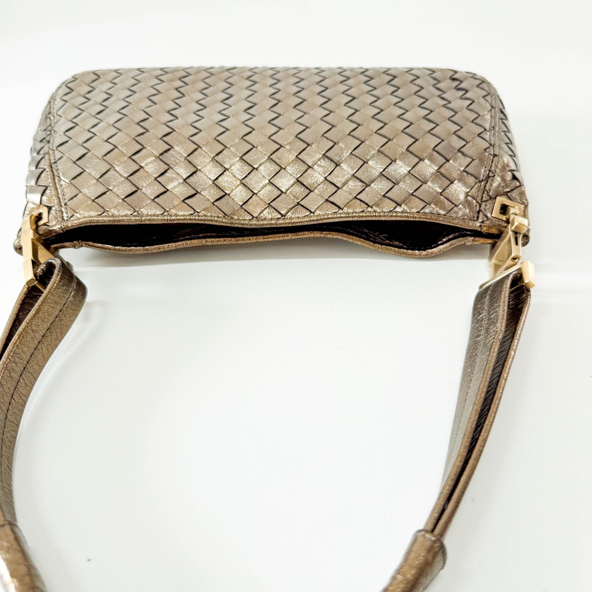 BOTTEGA VENETA Intrecciato Gold Leather Shoulder Bag, in , Sold by HIVE PRELOVED - Shoulder Bags, ,