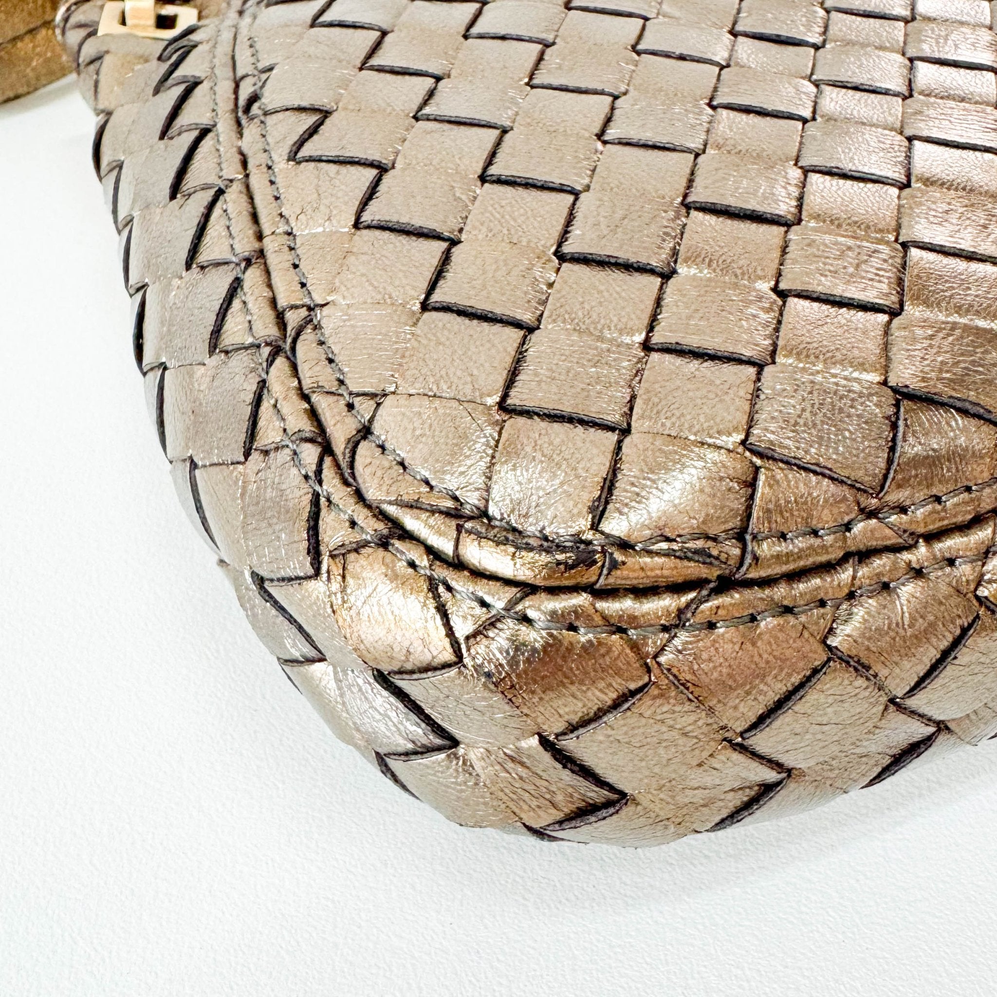BOTTEGA VENETA Intrecciato Gold Leather Shoulder Bag, in , Sold by HIVE PRELOVED - Shoulder Bags, ,