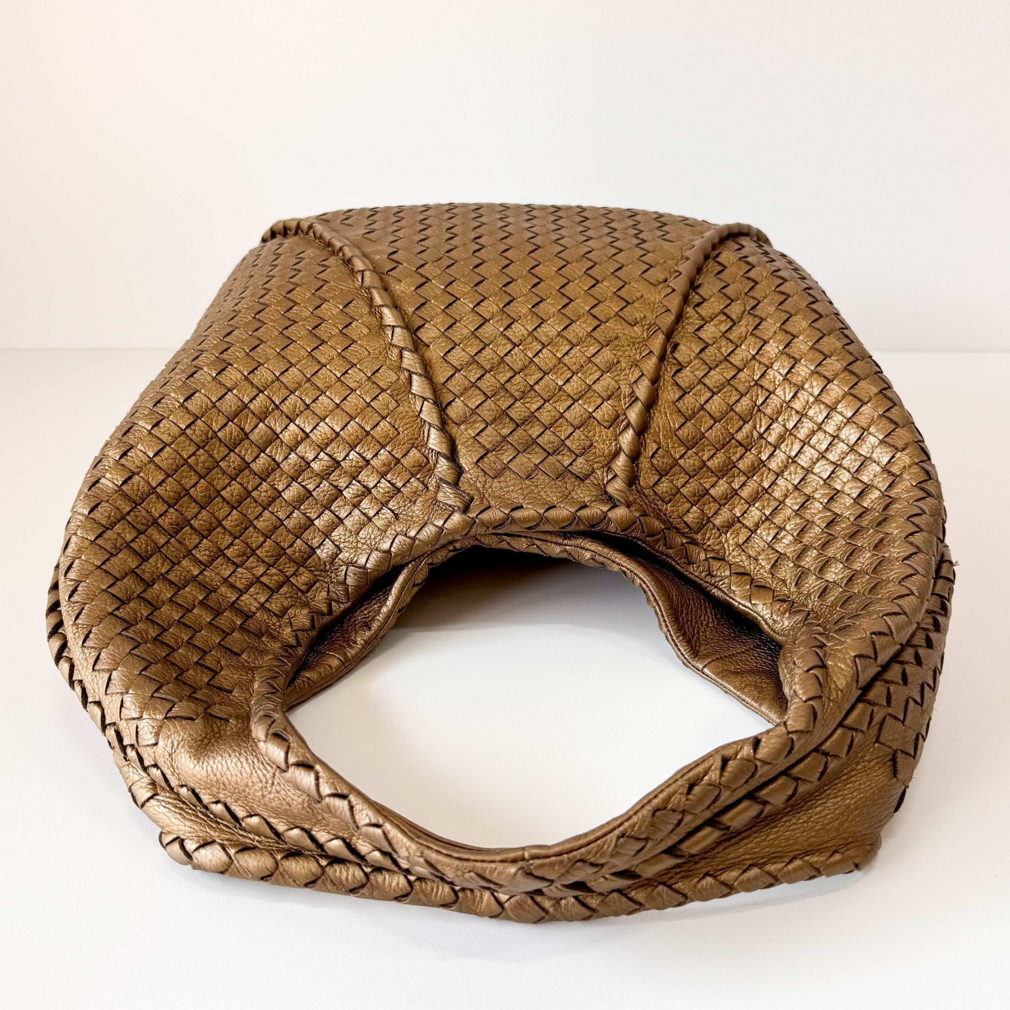 BOTTEGA VENETA Intrecciato Gold Leather Veneta Hobo Shoulder Bag, in , Sold by HIVE PRELOVED - Shoulder Bags, ,