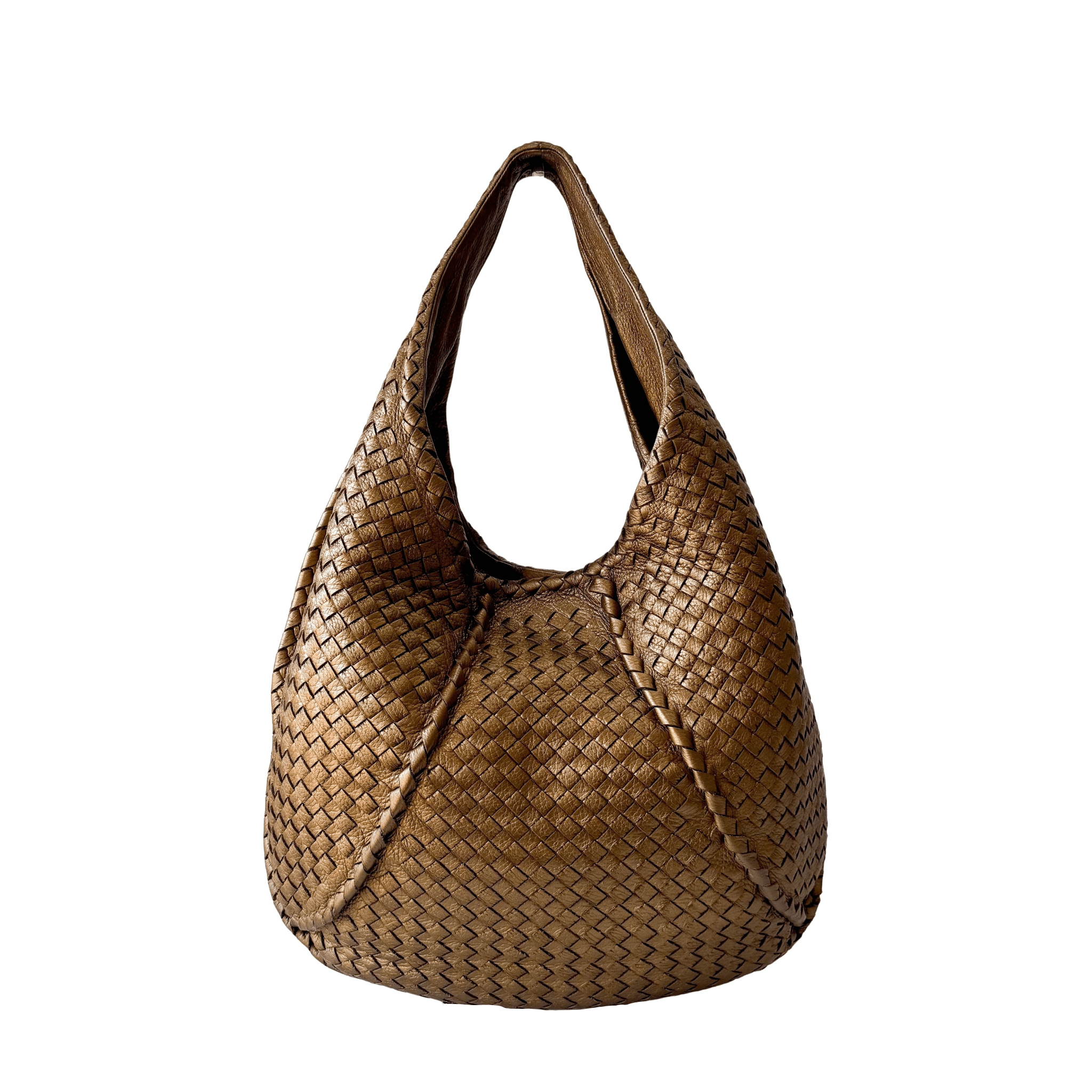 BOTTEGA VENETA Intrecciato Gold Leather Veneta Hobo Shoulder Bag, in , Sold by HIVE PRELOVED - Shoulder Bags, ,