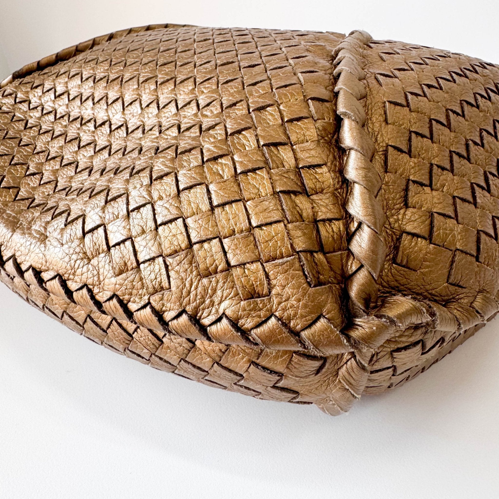 BOTTEGA VENETA Intrecciato Gold Leather Veneta Hobo Shoulder Bag, in , Sold by HIVE PRELOVED - Shoulder Bags, ,
