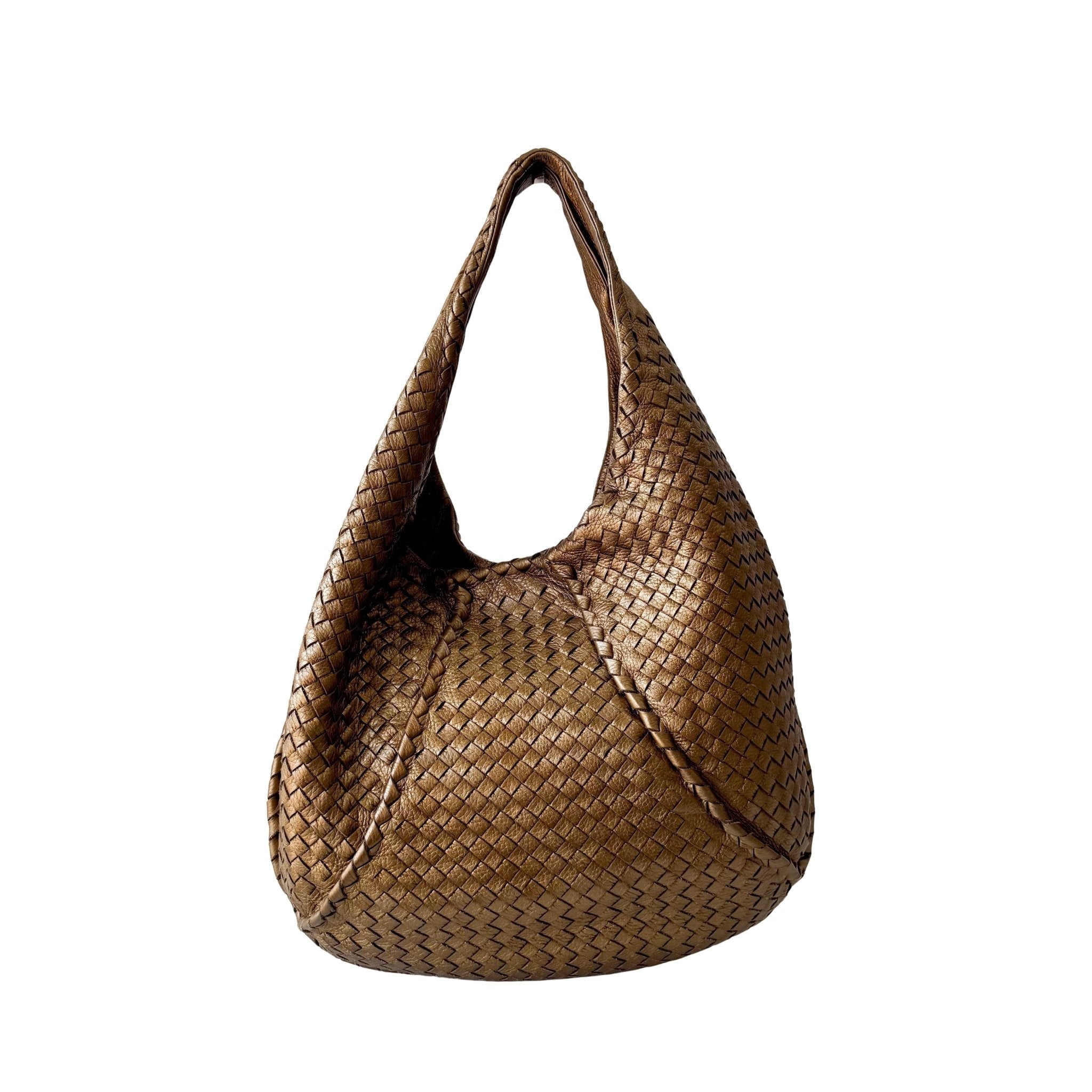 BOTTEGA VENETA Intrecciato Gold Leather Veneta Hobo Shoulder Bag, in , Sold by HIVE PRELOVED - Shoulder Bags, ,