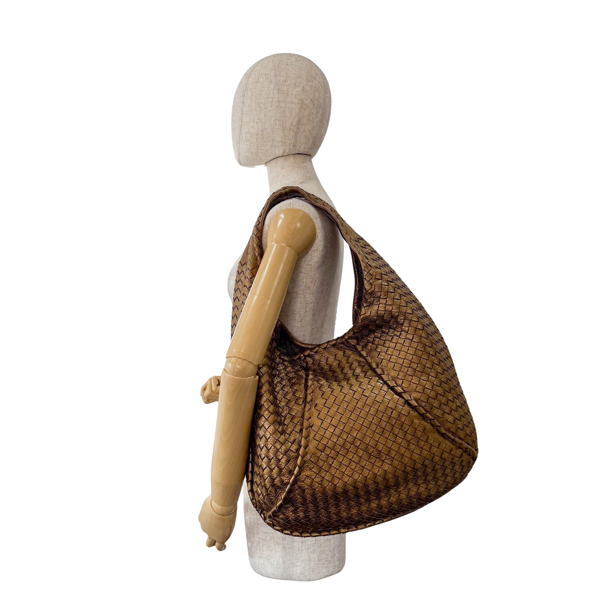 BOTTEGA VENETA Intrecciato Gold Leather Veneta Hobo Shoulder Bag, in , Sold by HIVE PRELOVED - Shoulder Bags, ,