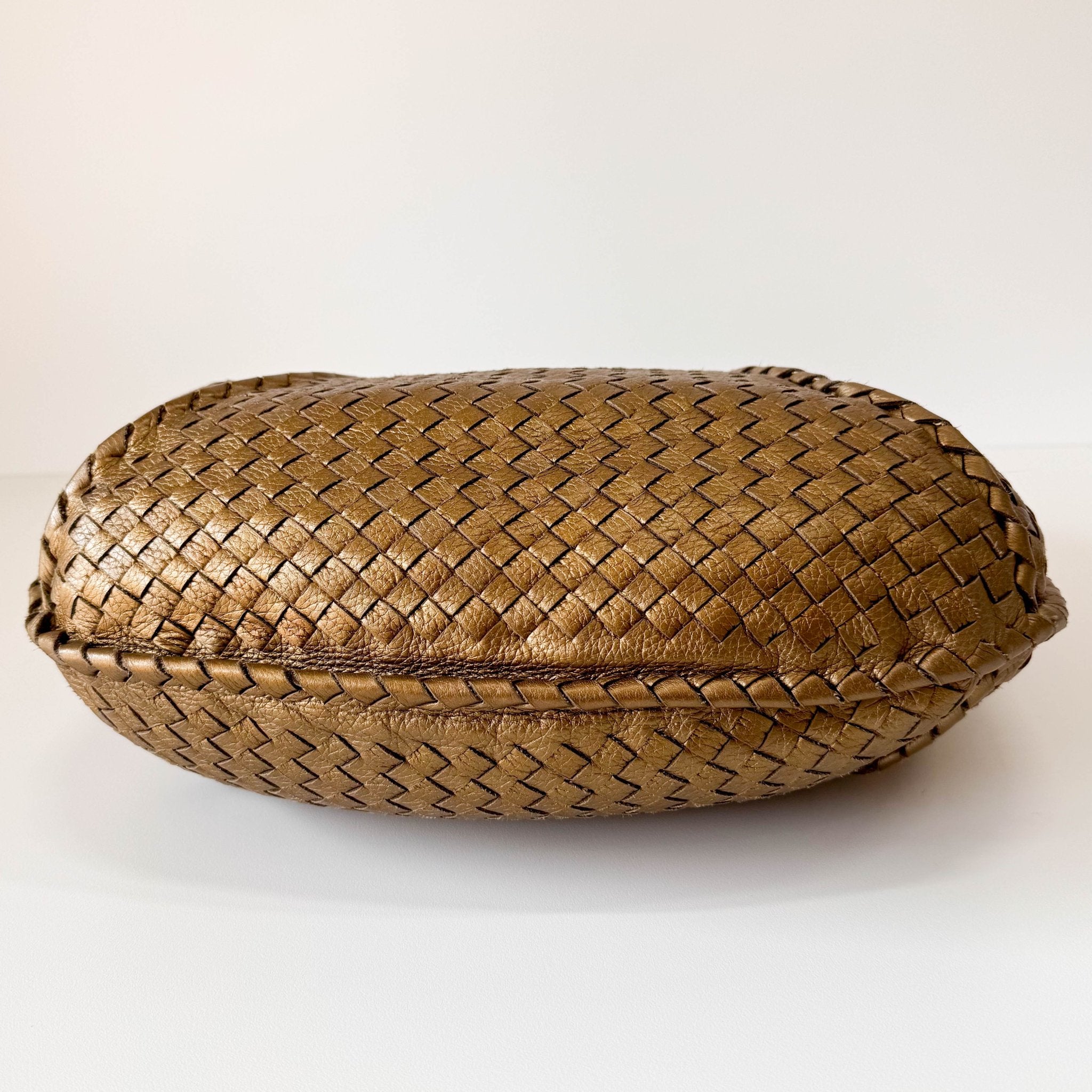 BOTTEGA VENETA Intrecciato Gold Leather Veneta Hobo Shoulder Bag, in , Sold by HIVE PRELOVED - Shoulder Bags, ,