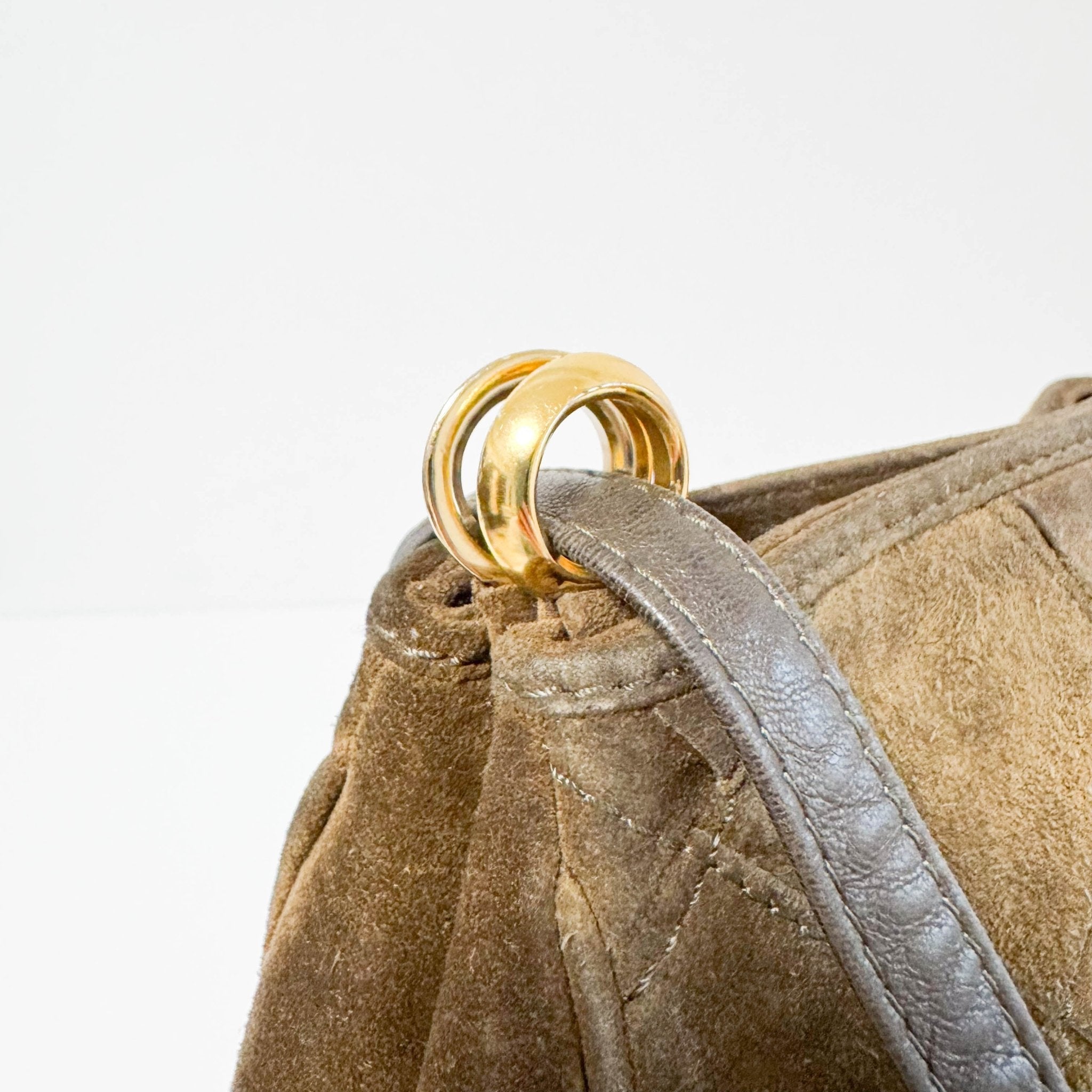 BOTTEGA VENETA Intrecciato Kahki Brown Suede Shoulder Bag, in , Sold by HIVE PRELOVED - Shoulder Bags, ,