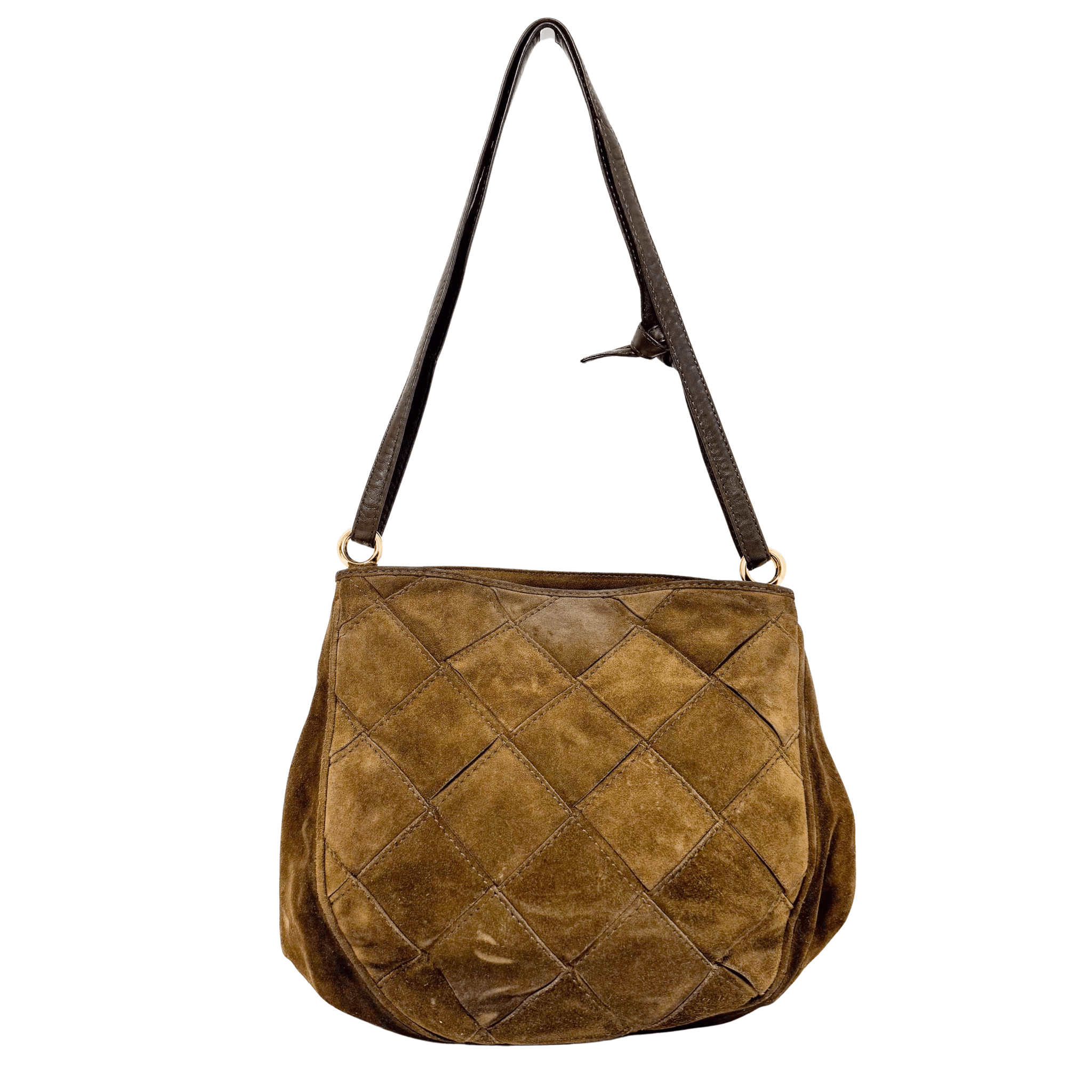 BOTTEGA VENETA Intrecciato Kahki Brown Suede Shoulder Bag, in , Sold by HIVE PRELOVED - Shoulder Bags, ,