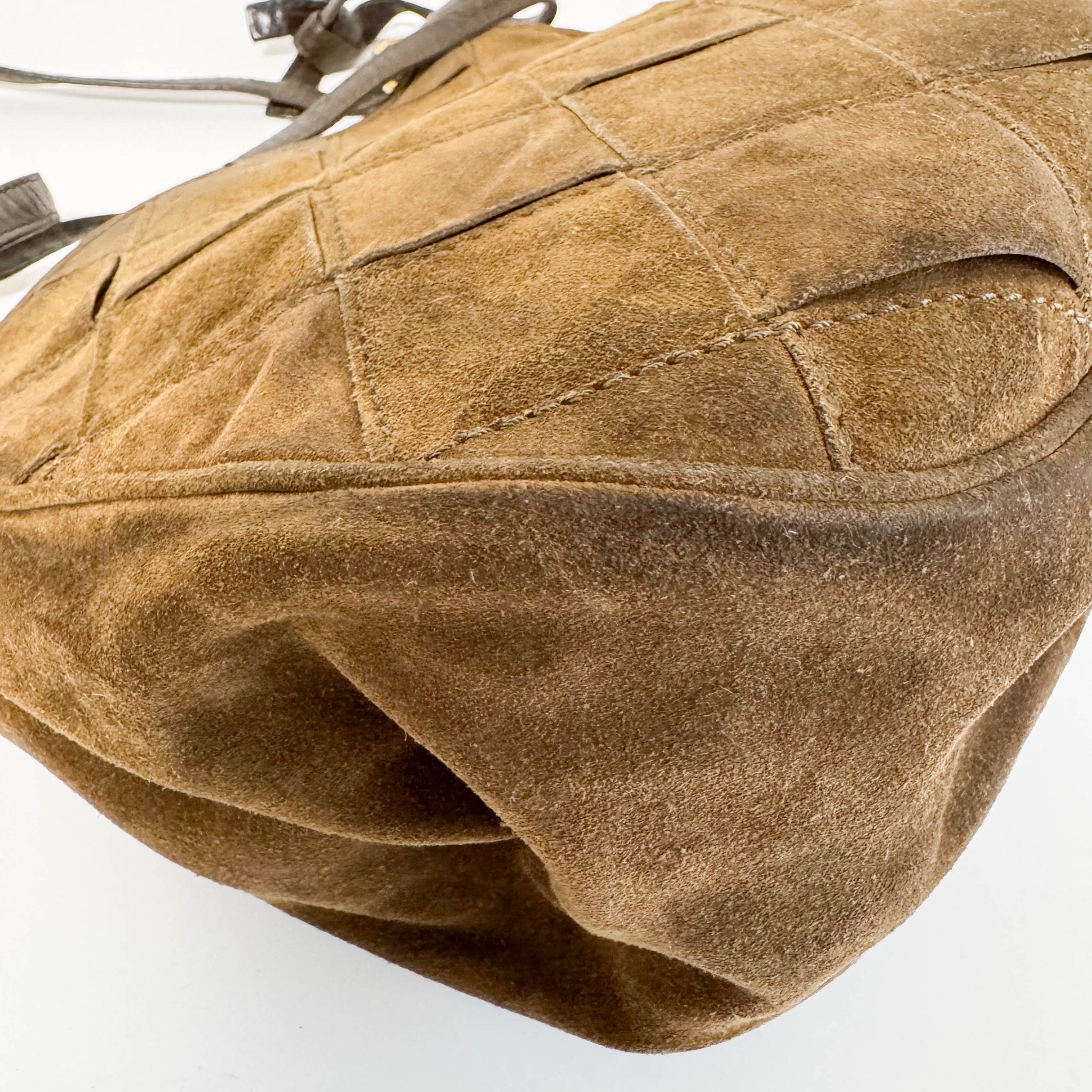 BOTTEGA VENETA Intrecciato Kahki Brown Suede Shoulder Bag, in , Sold by HIVE PRELOVED - Shoulder Bags, ,