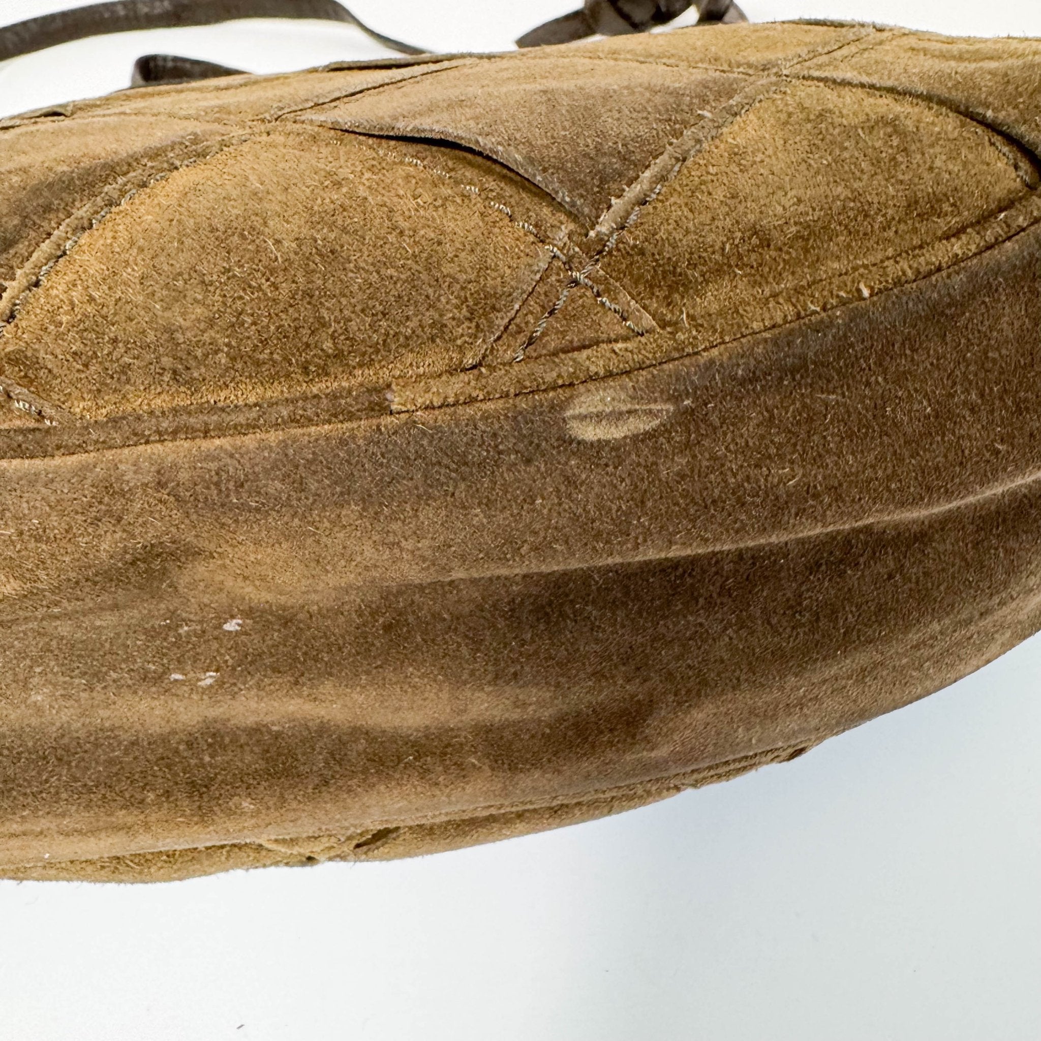 BOTTEGA VENETA Intrecciato Kahki Brown Suede Shoulder Bag, in , Sold by HIVE PRELOVED - Shoulder Bags, ,