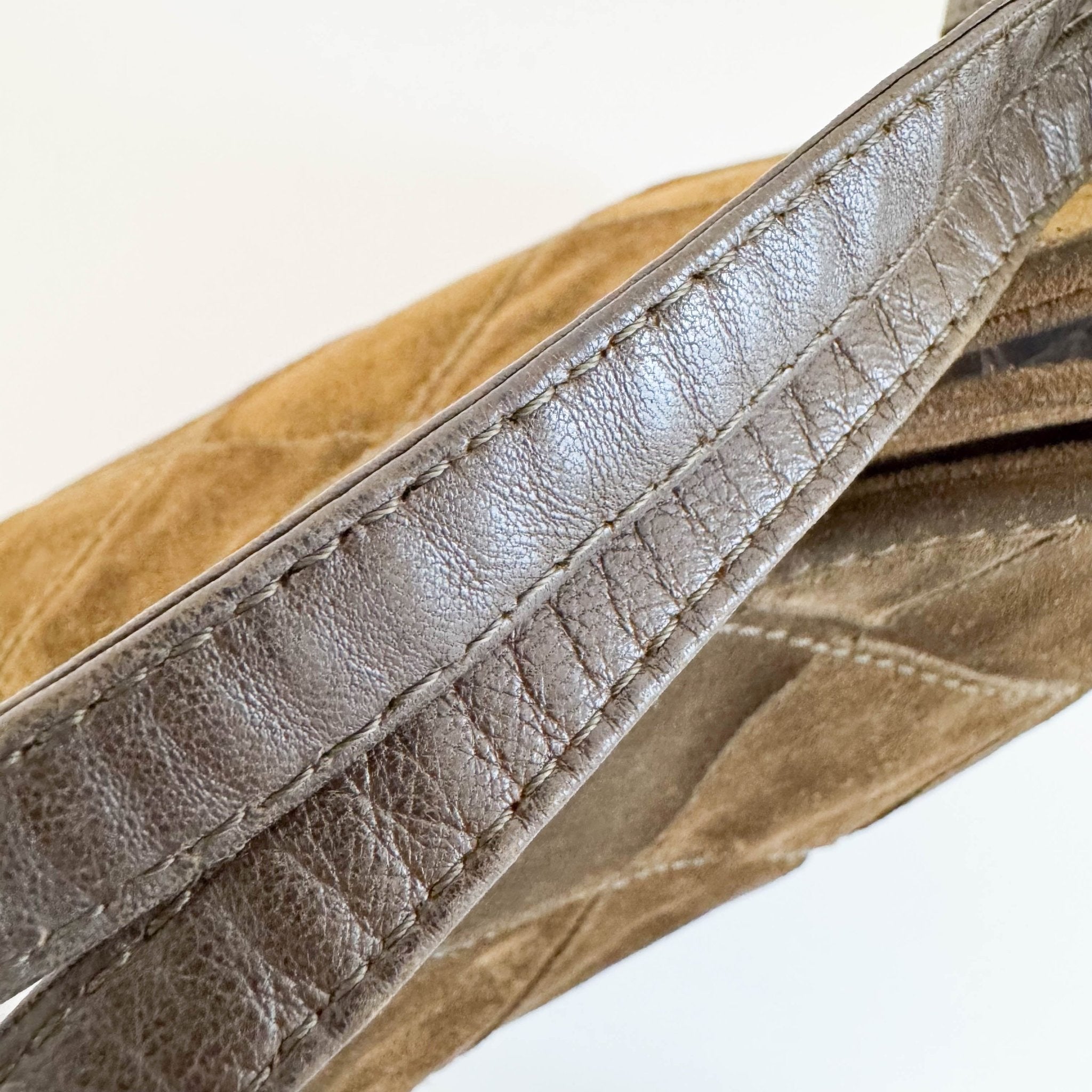 BOTTEGA VENETA Intrecciato Kahki Brown Suede Shoulder Bag, in , Sold by HIVE PRELOVED - Shoulder Bags, ,