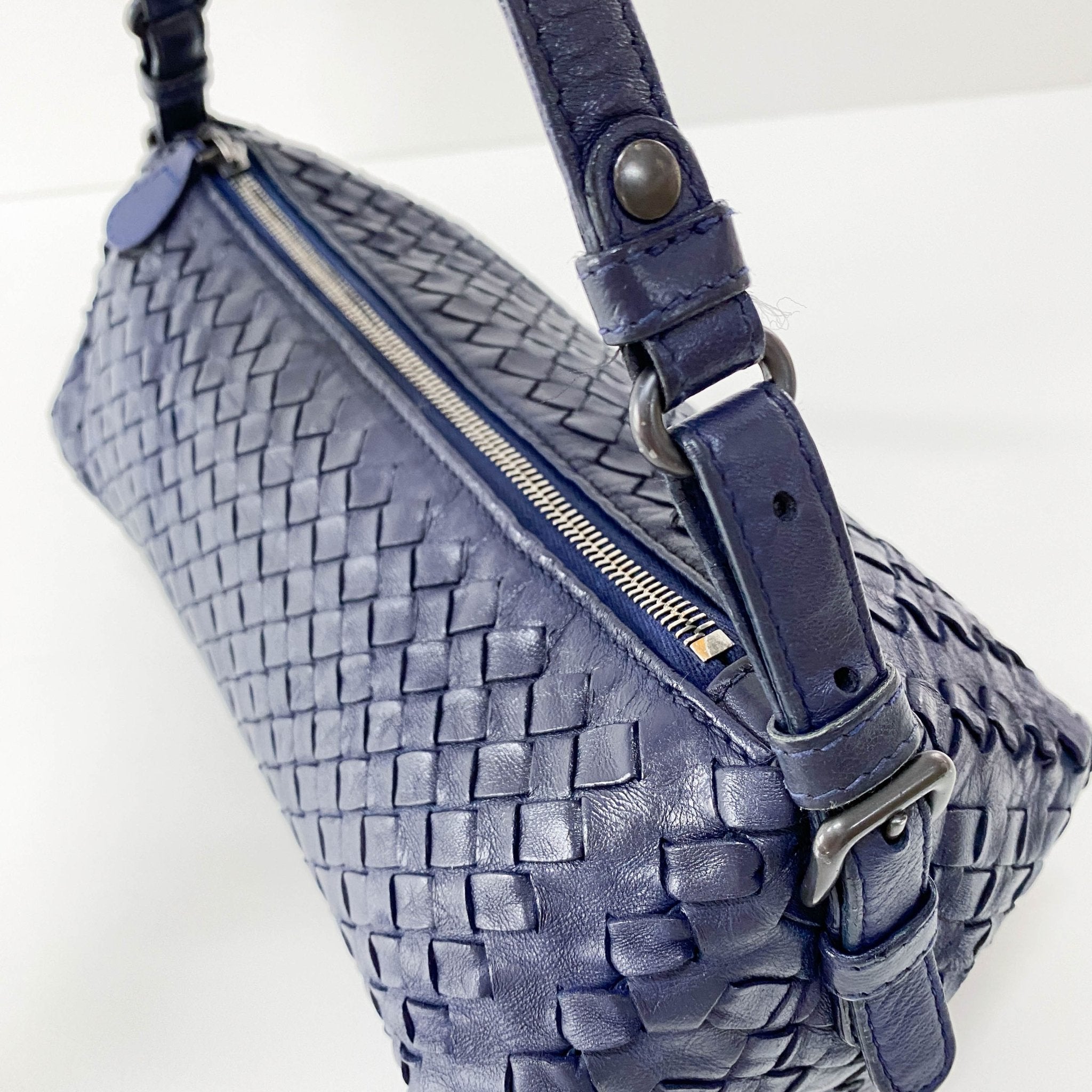 BOTTEGA VENETA Intrecciato Navy Leather Shoulder Bag, in , Sold by HIVE PRELOVED - Shoulder Bags, ,