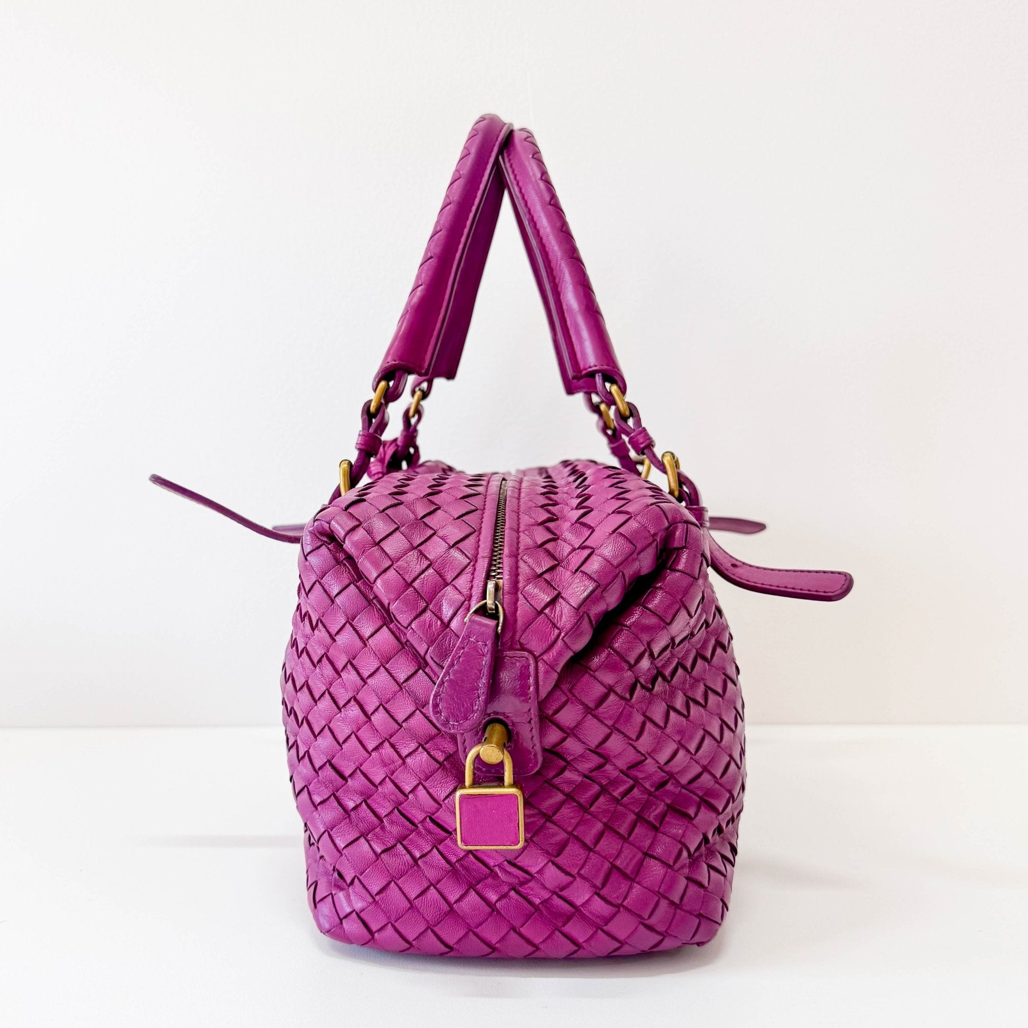 BOTTEGA VENETA Intrecciato Purple Leather Bowling Bag, in , Sold by HIVE PRELOVED - Shoulder Bags, ,