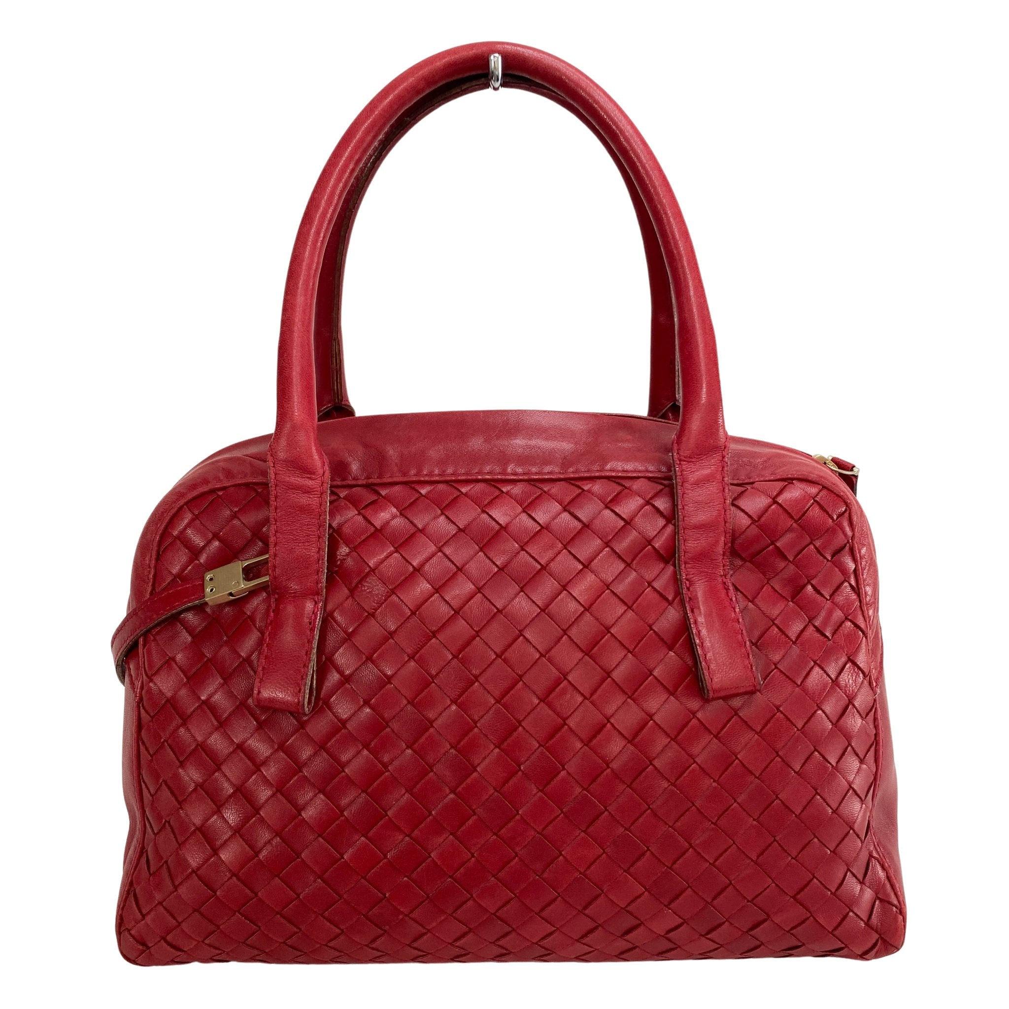 BOTTEGA VENETA Intrecciato Red Leather Mini Boston Crossbody Bag, in , Sold by HIVE PRELOVED - Handle Bags, Shoulder Bags,