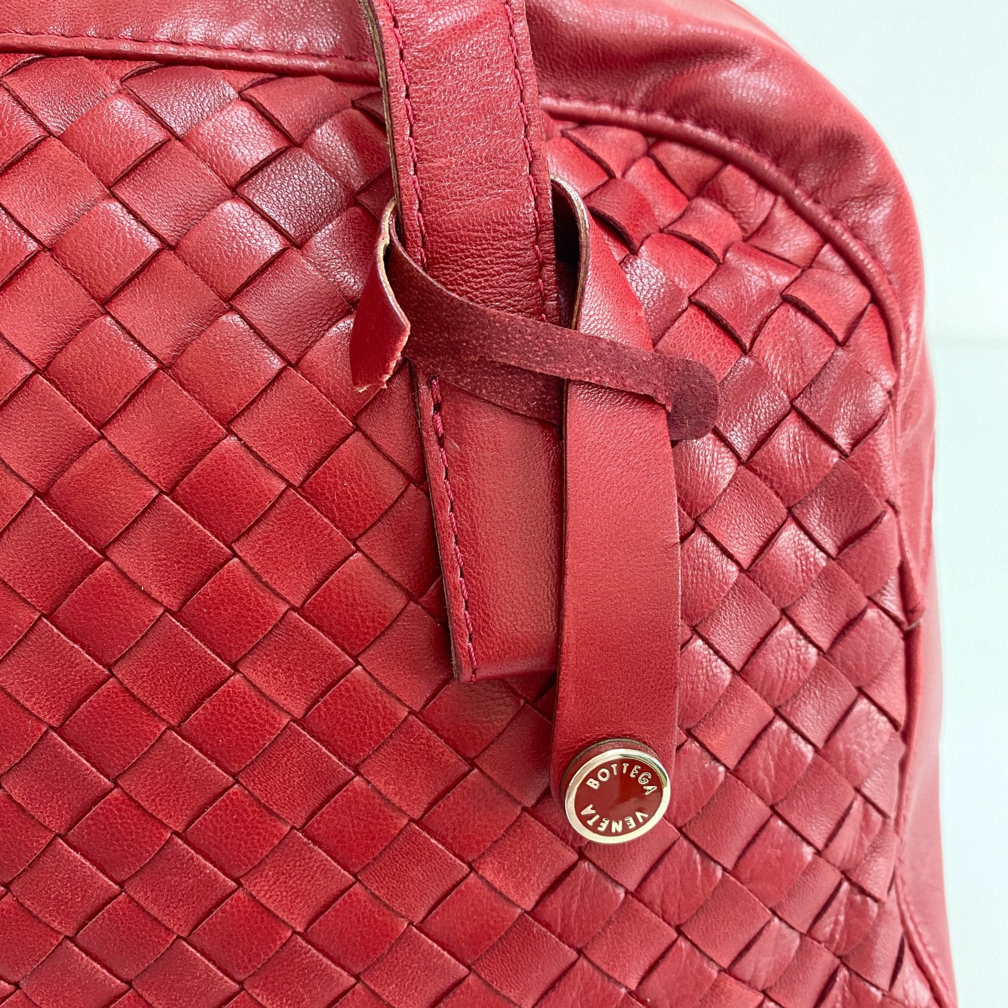 BOTTEGA VENETA Intrecciato Red Leather Mini Boston Crossbody Bag, in , Sold by HIVE PRELOVED - Handle Bags, Shoulder Bags,