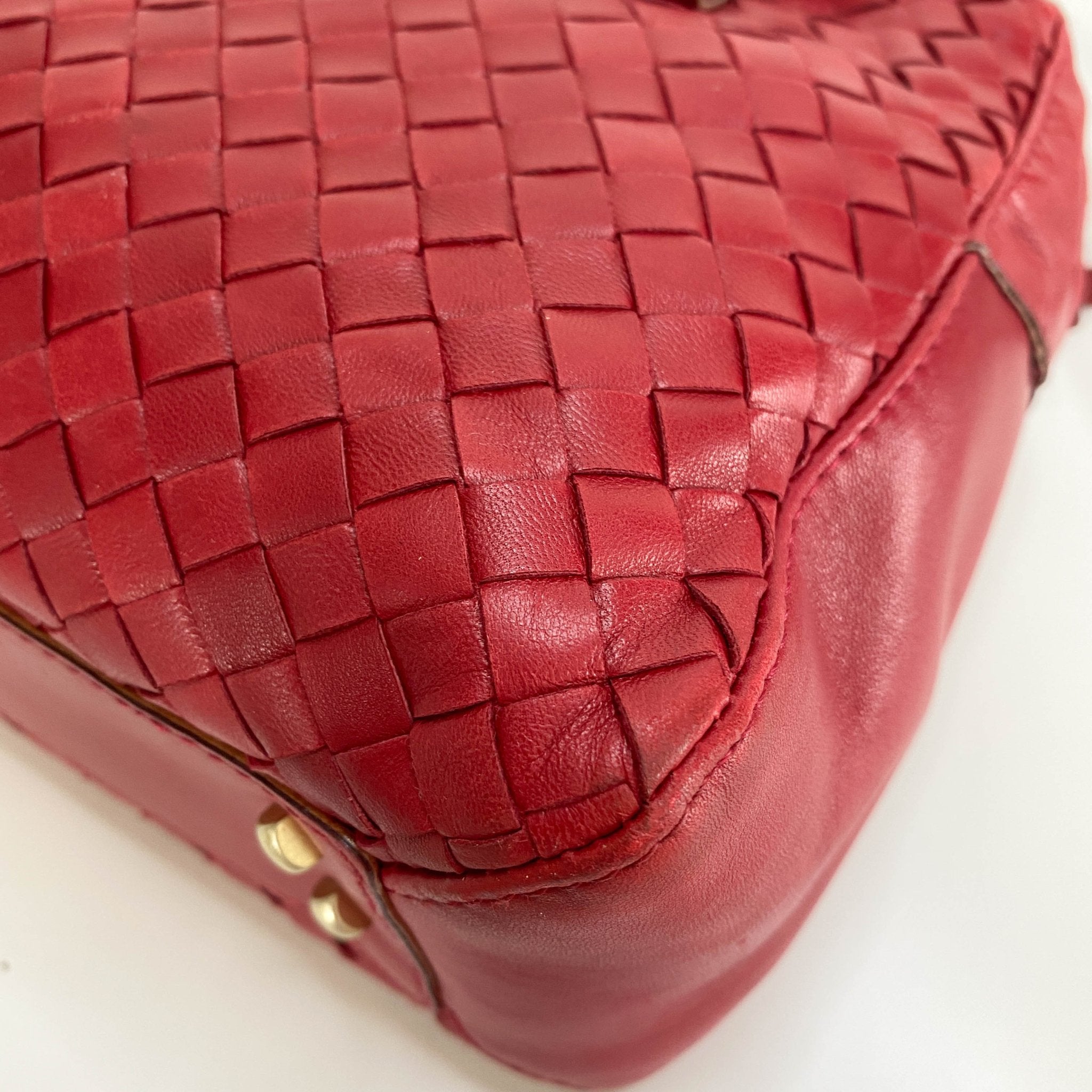 BOTTEGA VENETA Intrecciato Red Leather Mini Boston Crossbody Bag, in , Sold by HIVE PRELOVED - Handle Bags, Shoulder Bags,