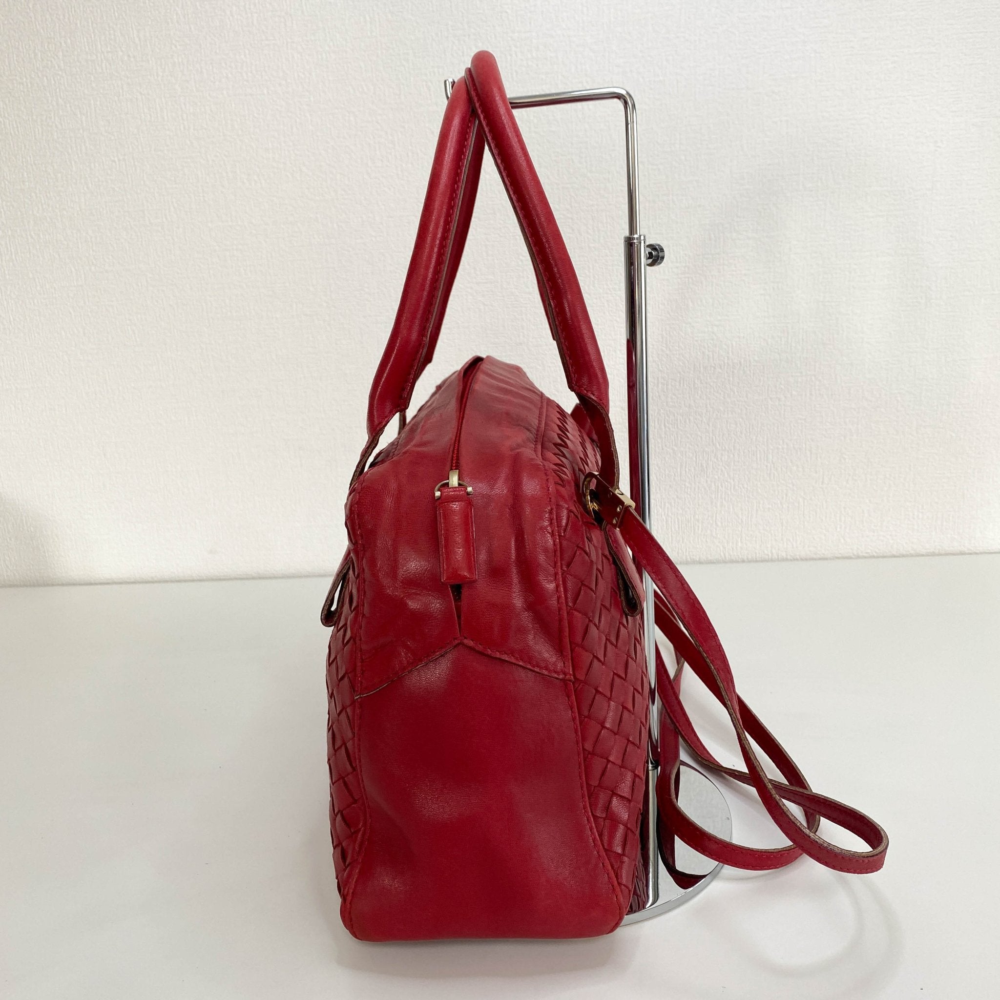 BOTTEGA VENETA Intrecciato Red Leather Mini Boston Crossbody Bag, in , Sold by HIVE PRELOVED - Handle Bags, Shoulder Bags,