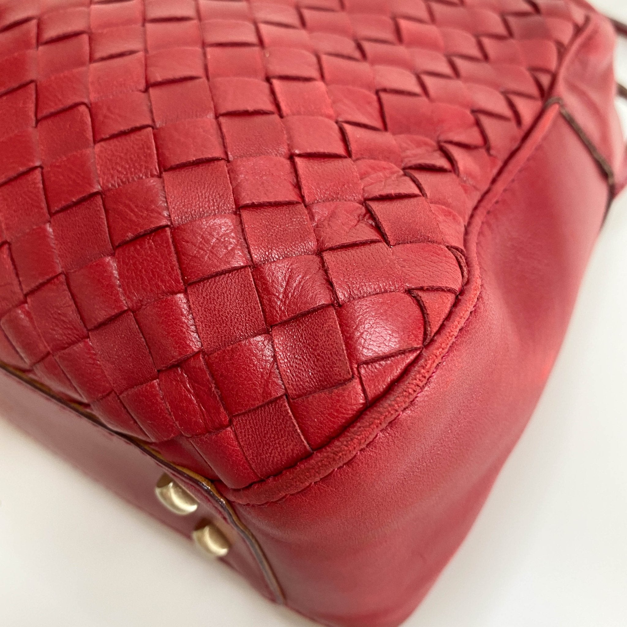 BOTTEGA VENETA Intrecciato Red Leather Mini Boston Crossbody Bag, in , Sold by HIVE PRELOVED - Handle Bags, Shoulder Bags,