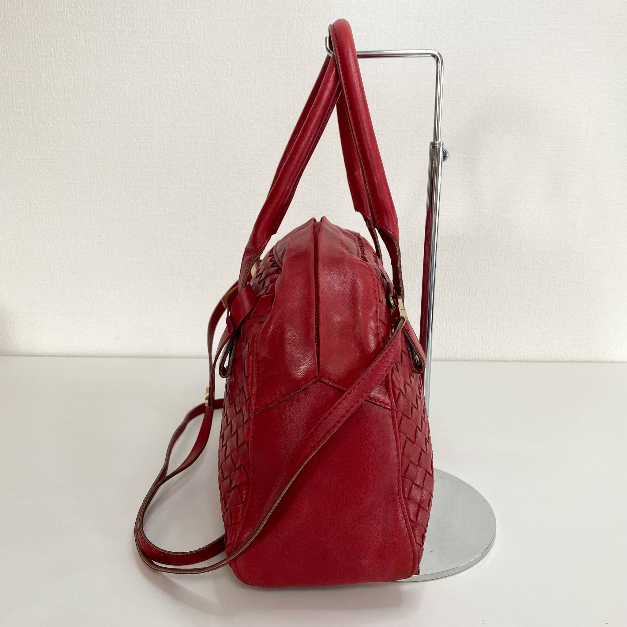 BOTTEGA VENETA Intrecciato Red Leather Mini Boston Crossbody Bag, in , Sold by HIVE PRELOVED - Handle Bags, Shoulder Bags,