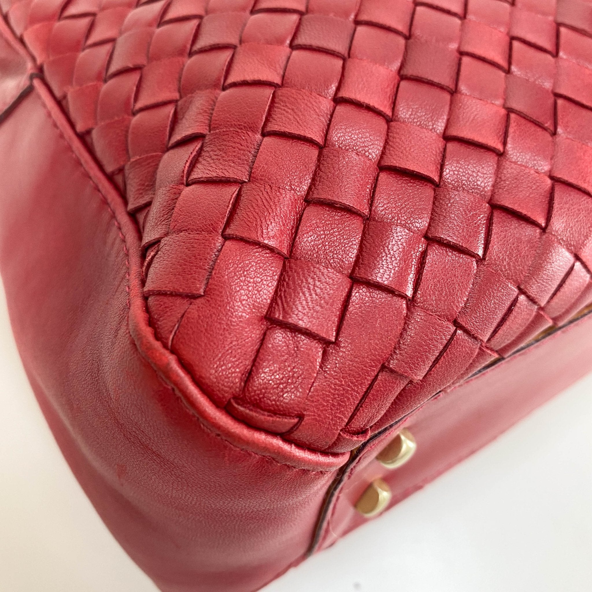 BOTTEGA VENETA Intrecciato Red Leather Mini Boston Crossbody Bag, in , Sold by HIVE PRELOVED - Handle Bags, Shoulder Bags,