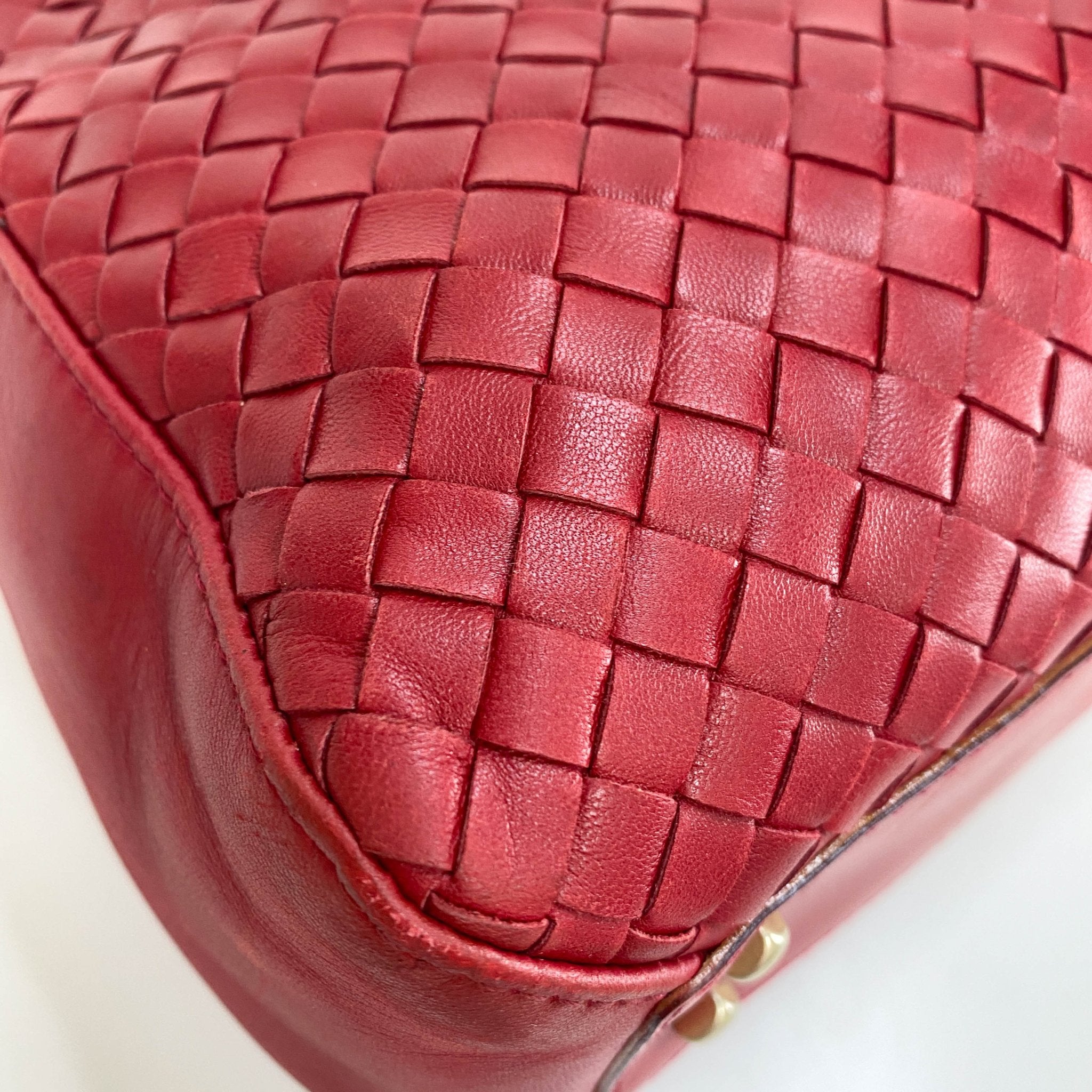BOTTEGA VENETA Intrecciato Red Leather Mini Boston Crossbody Bag, in , Sold by HIVE PRELOVED - Handle Bags, Shoulder Bags,