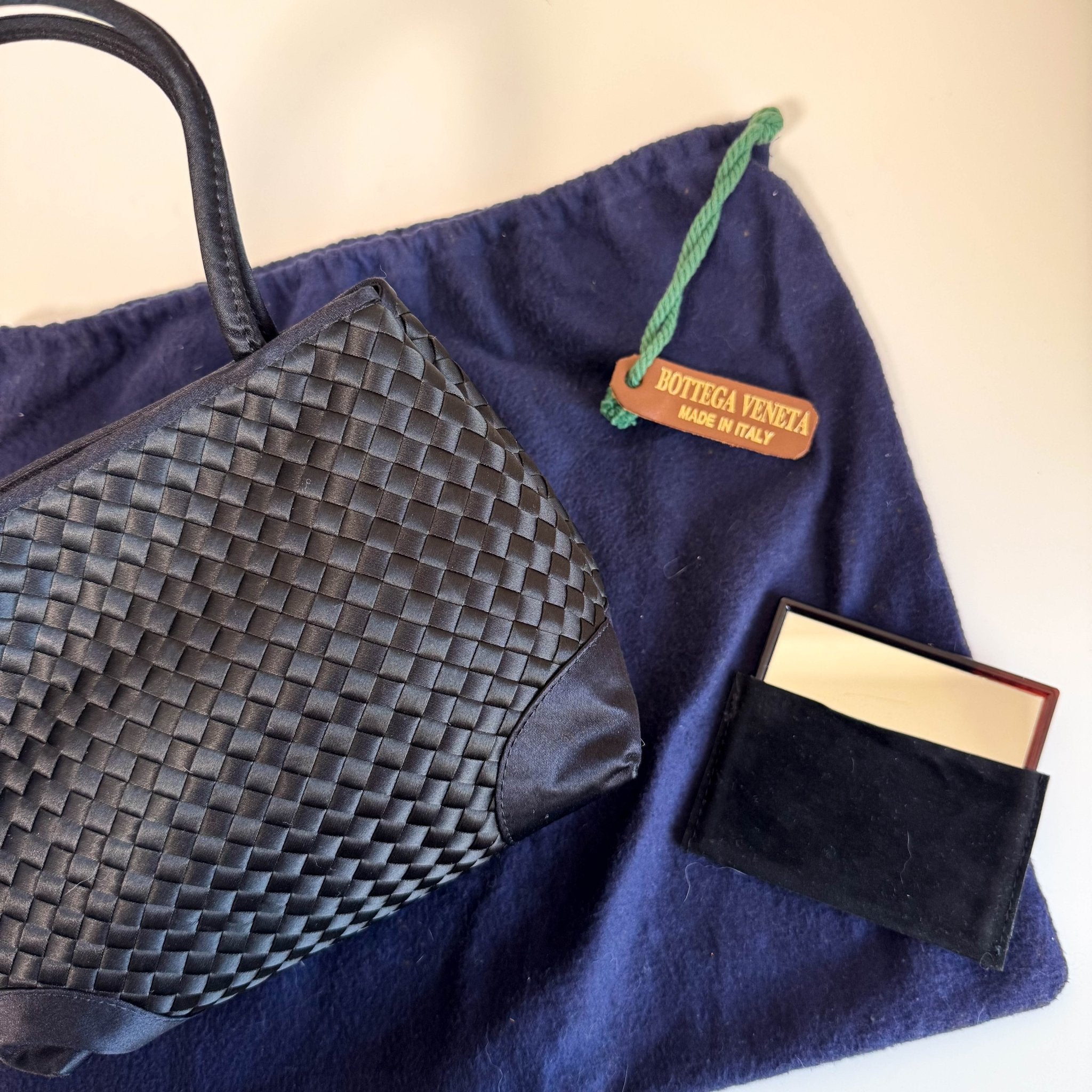 BOTTEGA VENETA Intrecciato Satin Black Mini Handbag, in , Sold by HIVE PRELOVED - Handle Bags, Mini bags,