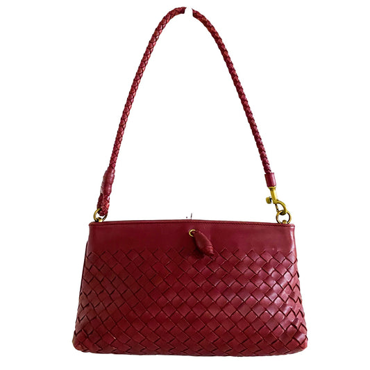 BOTTEGA VENETA Intrecciato Shoulder Bag, Leather (unspecified) in Red, Sold by HIVE PRELOVED - Mini bags, Shoulder Bags,