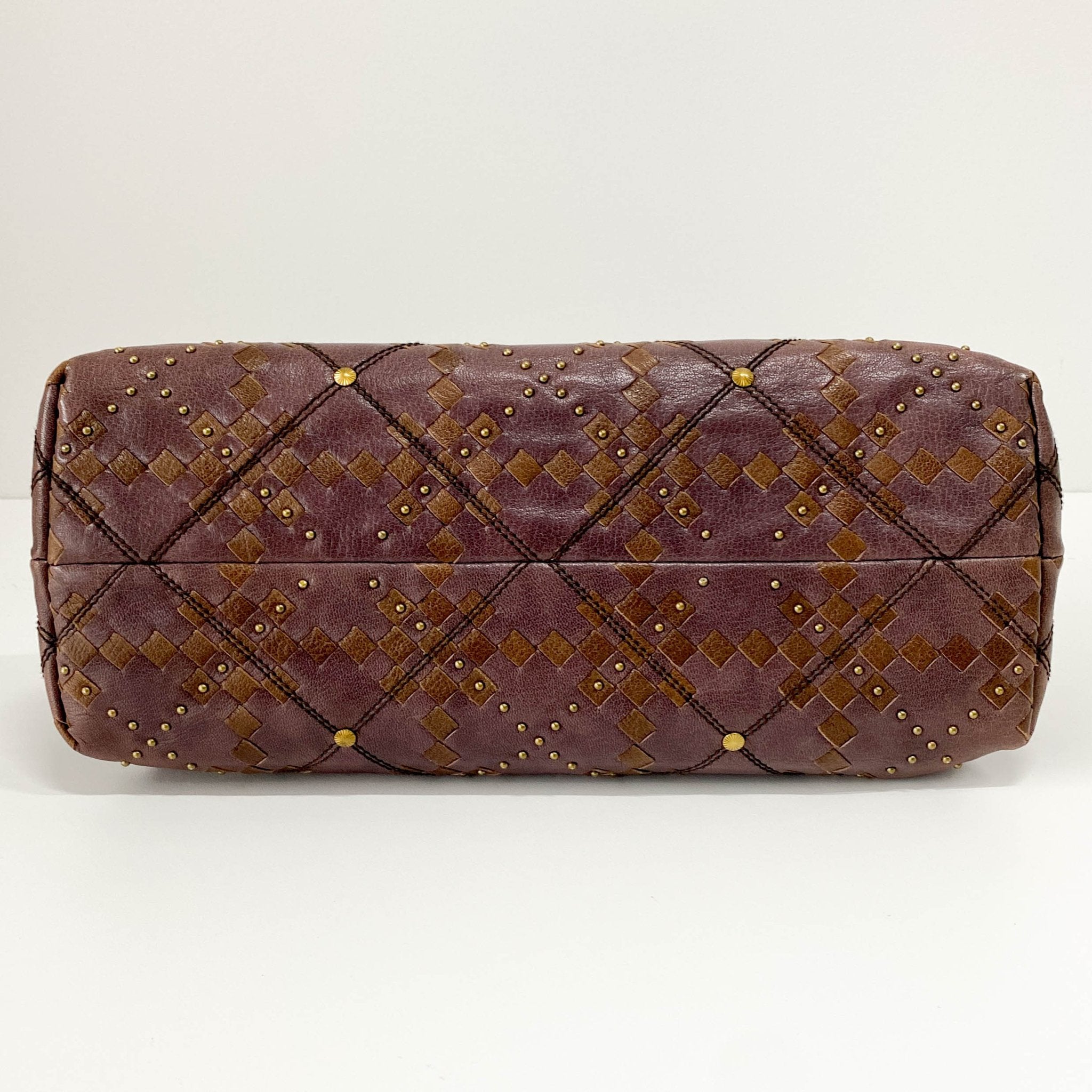 BOTTEGA VENETA Intrecciato & Studs Brown Leather Handle Bag, in , Sold by HIVE PRELOVED - Handle Bags, ,