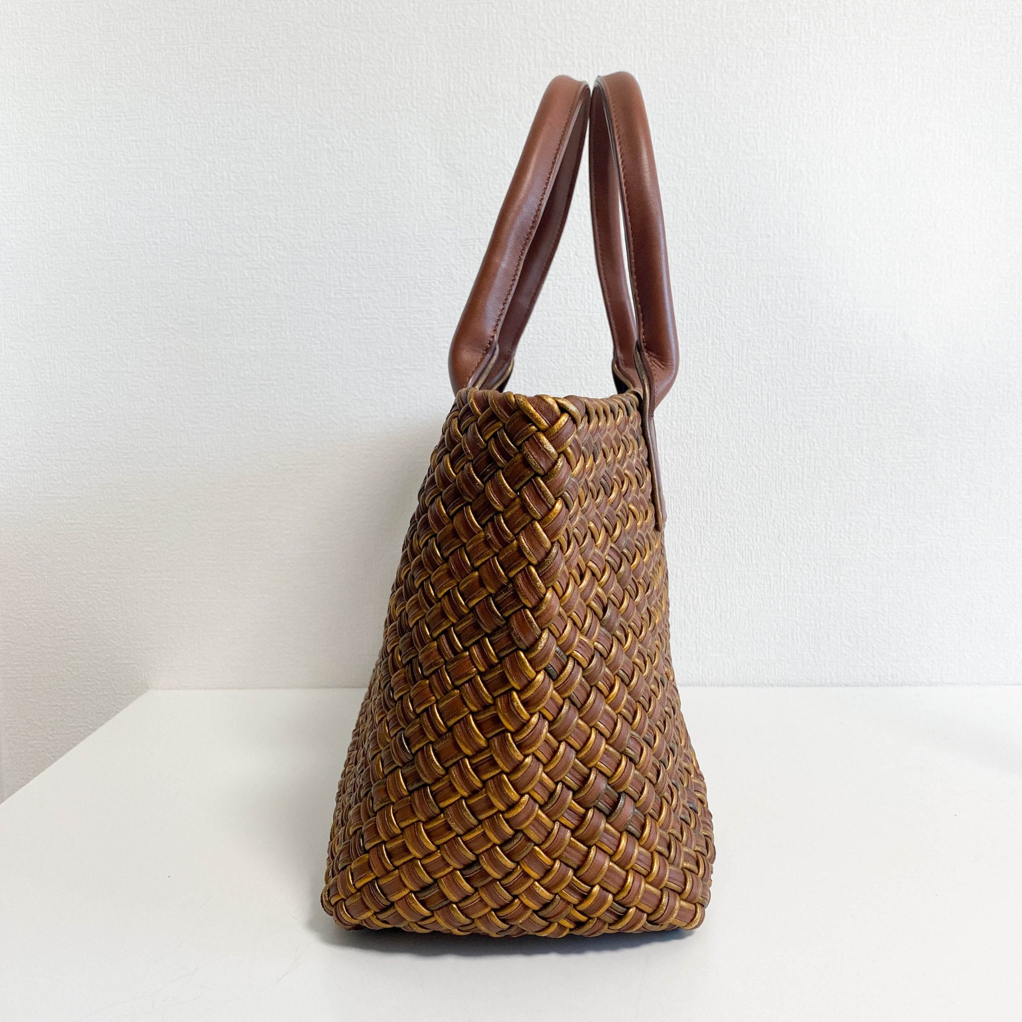 BOTTEGA VENETA Intrecciato Woven Tote Metallic Gold / Brown, in , Sold by HIVE PRELOVED - Totes, ,
