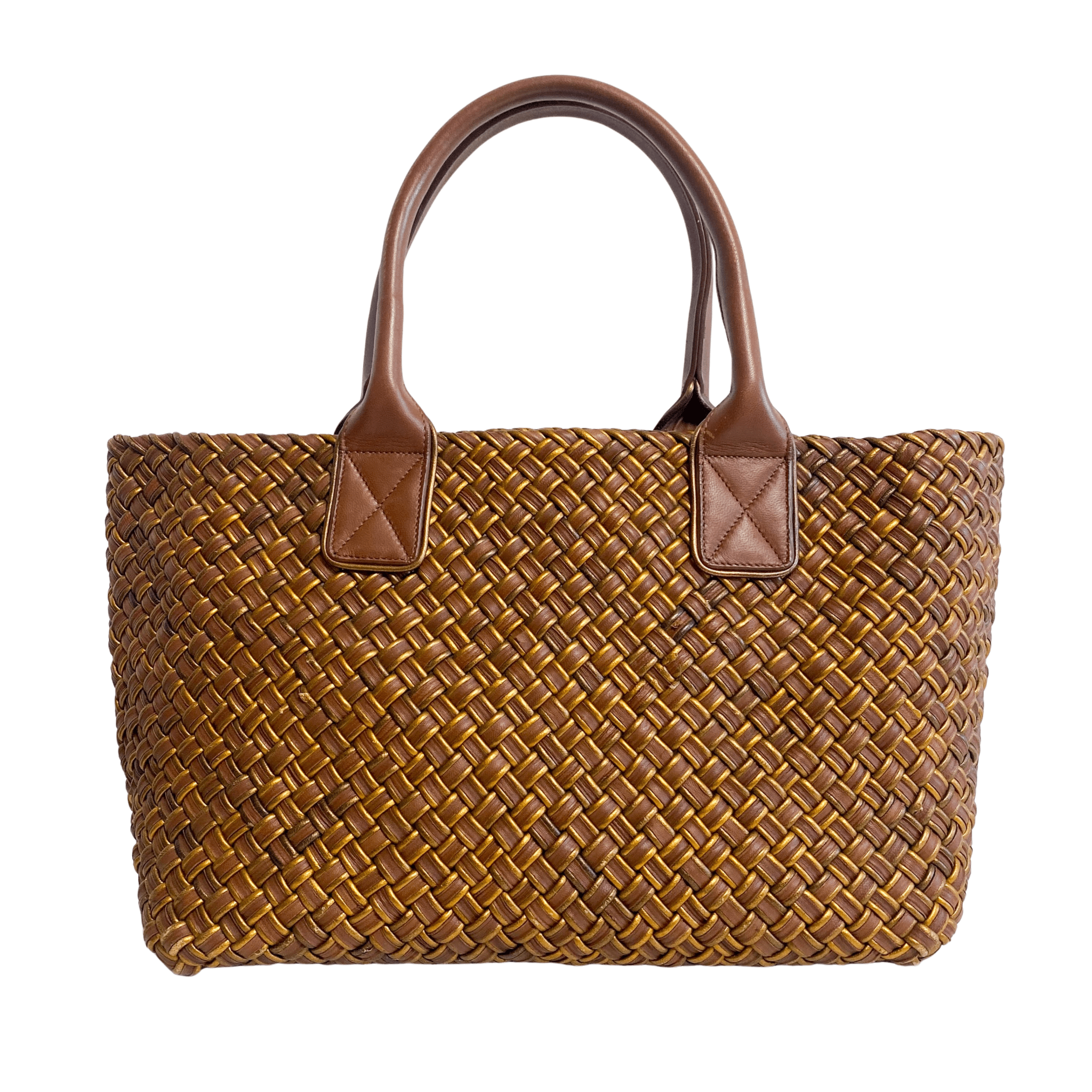 BOTTEGA VENETA Intrecciato Woven Tote Metallic Gold / Brown, in , Sold by HIVE PRELOVED - Totes, ,