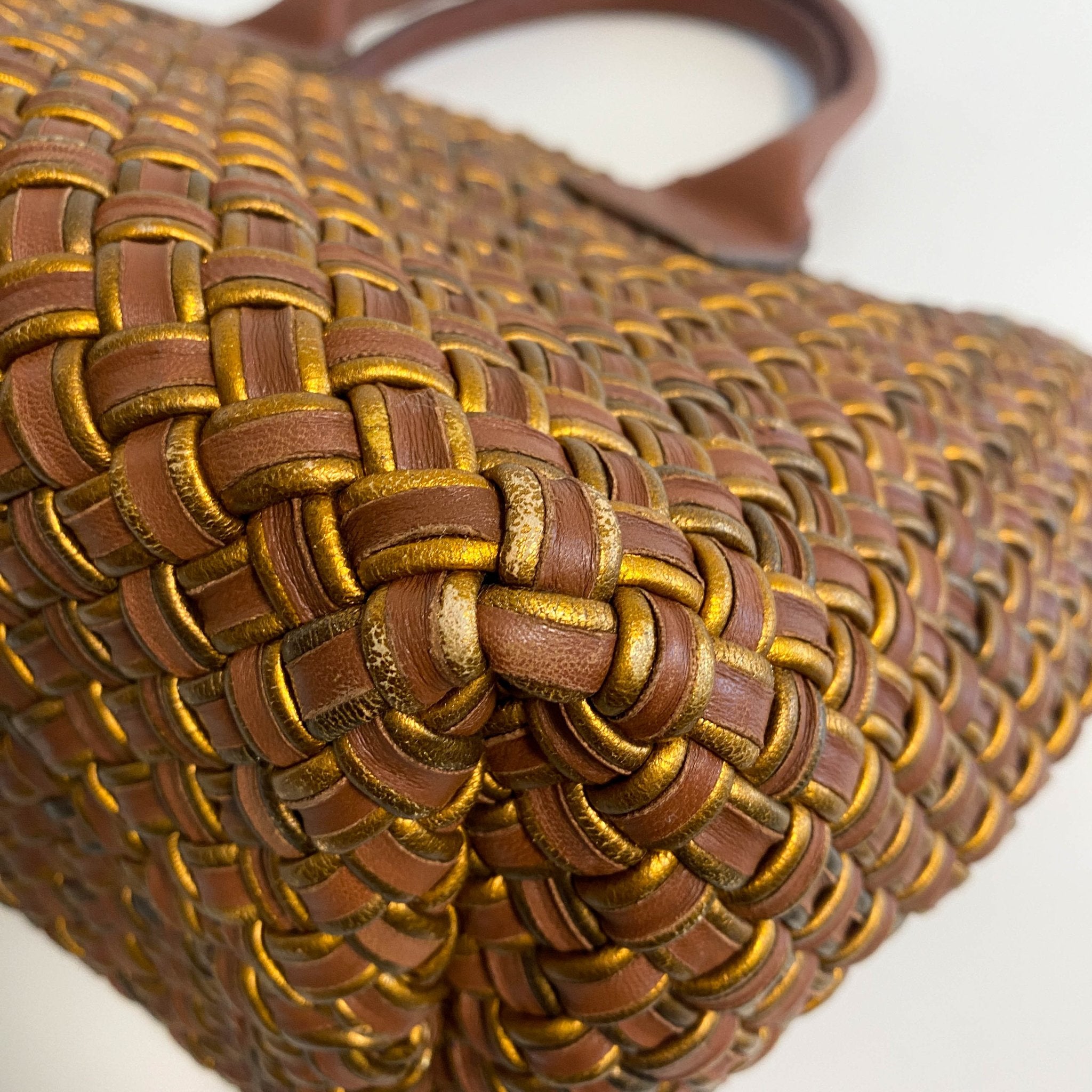 BOTTEGA VENETA Intrecciato Woven Tote Metallic Gold / Brown, in , Sold by HIVE PRELOVED - Totes, ,