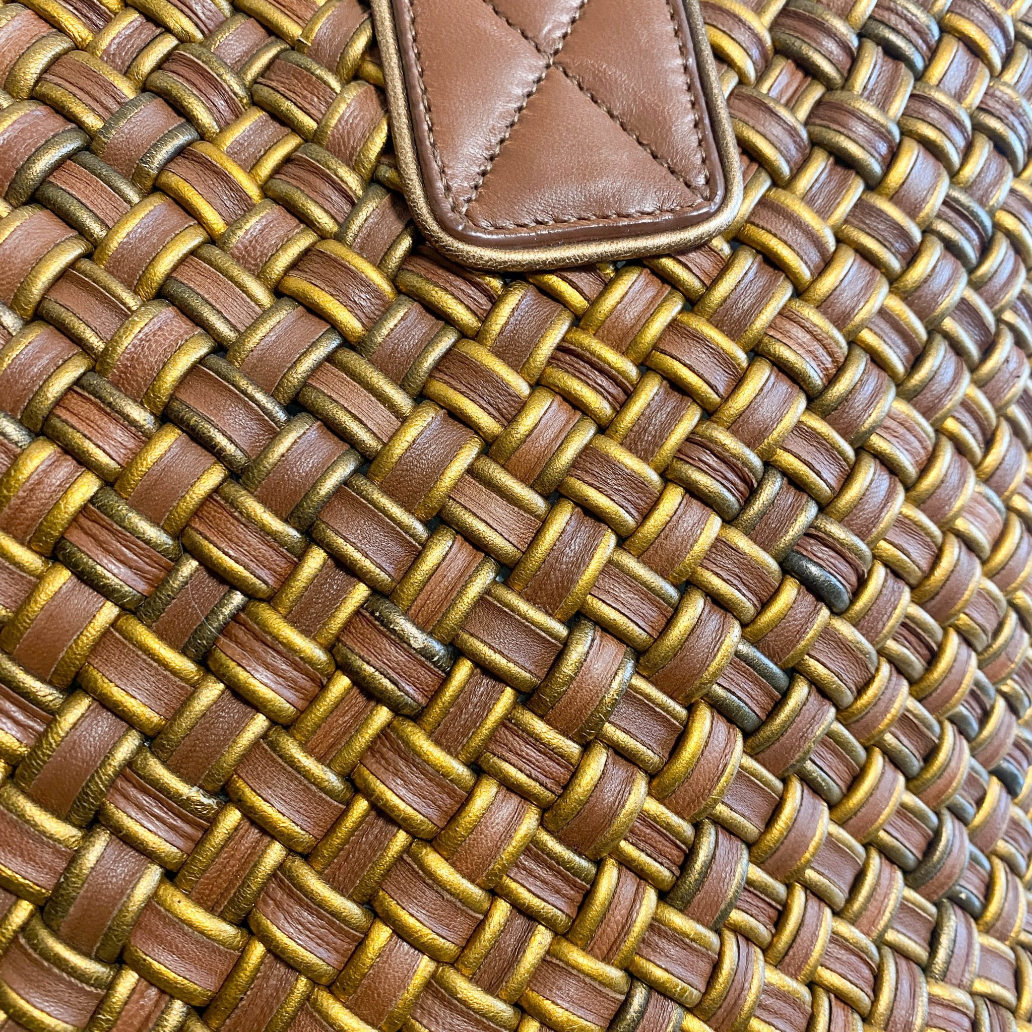 BOTTEGA VENETA Intrecciato Woven Tote Metallic Gold / Brown, in , Sold by HIVE PRELOVED - Totes, ,