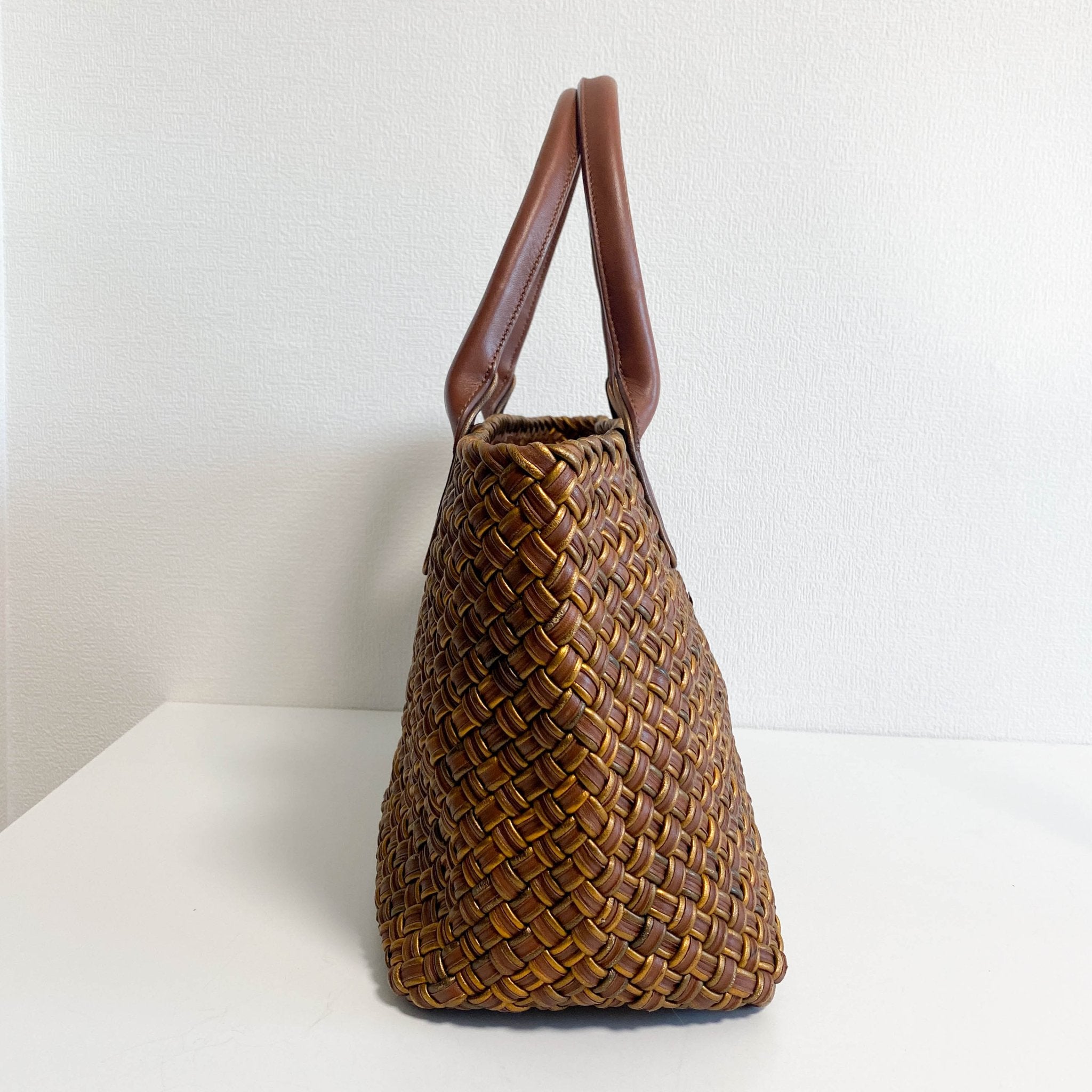 BOTTEGA VENETA Intrecciato Woven Tote Metallic Gold / Brown, in , Sold by HIVE PRELOVED - Totes, ,
