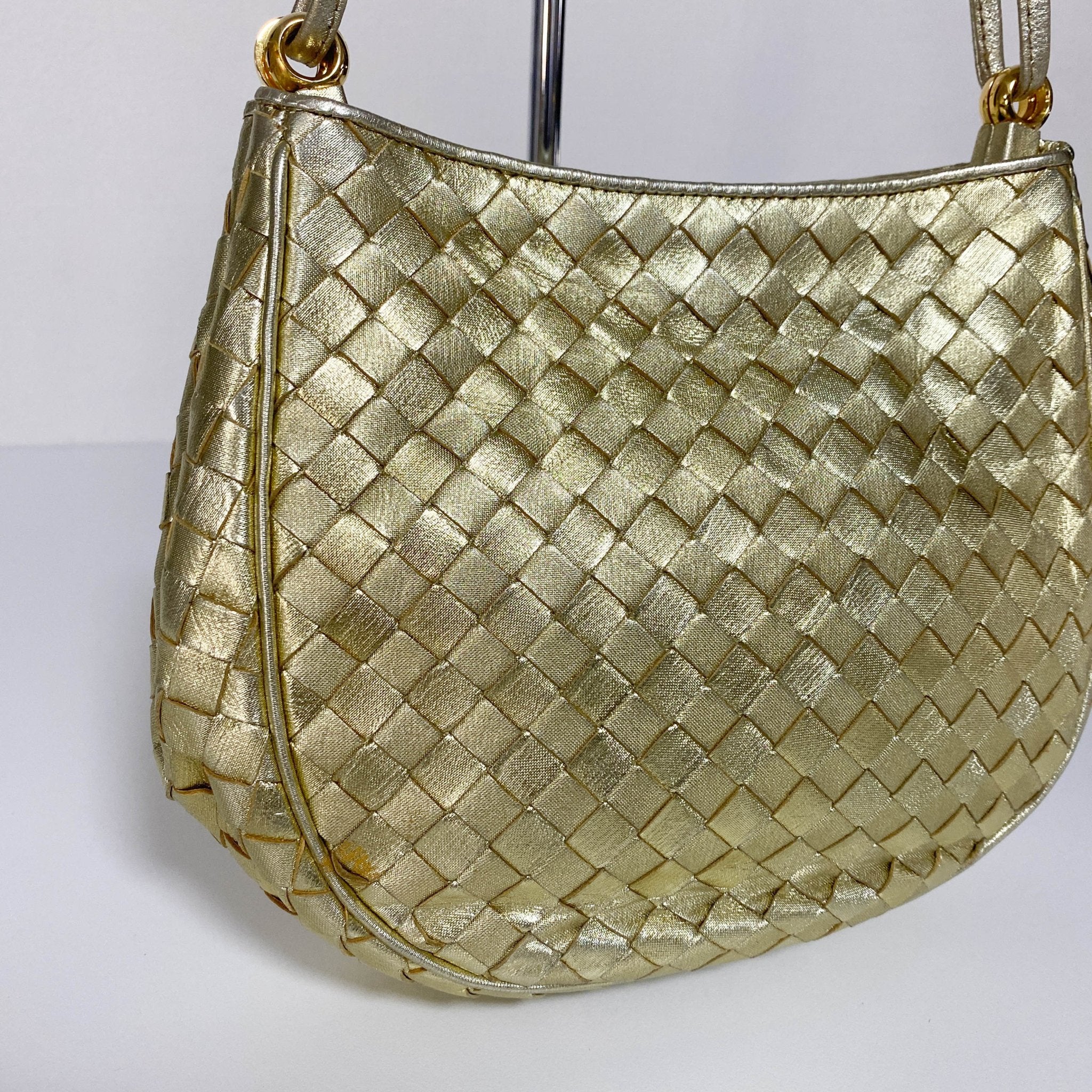 BOTTEGA VENETA Metallic Gold Intrecciato Leather Mini Shoulder / Crossbody Bag, in , Sold by HIVE PRELOVED - Shoulder Bags, ,