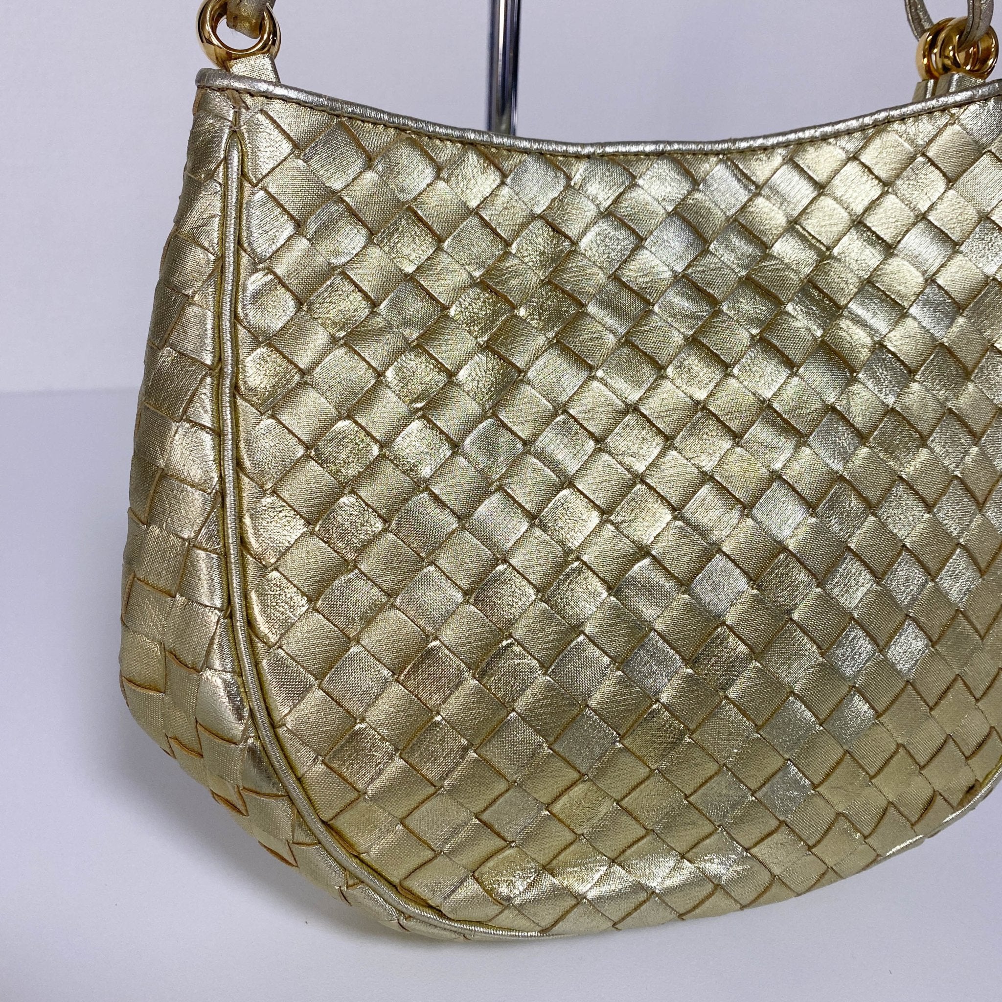 BOTTEGA VENETA Metallic Gold Intrecciato Leather Mini Shoulder / Crossbody Bag, in , Sold by HIVE PRELOVED - Shoulder Bags, ,