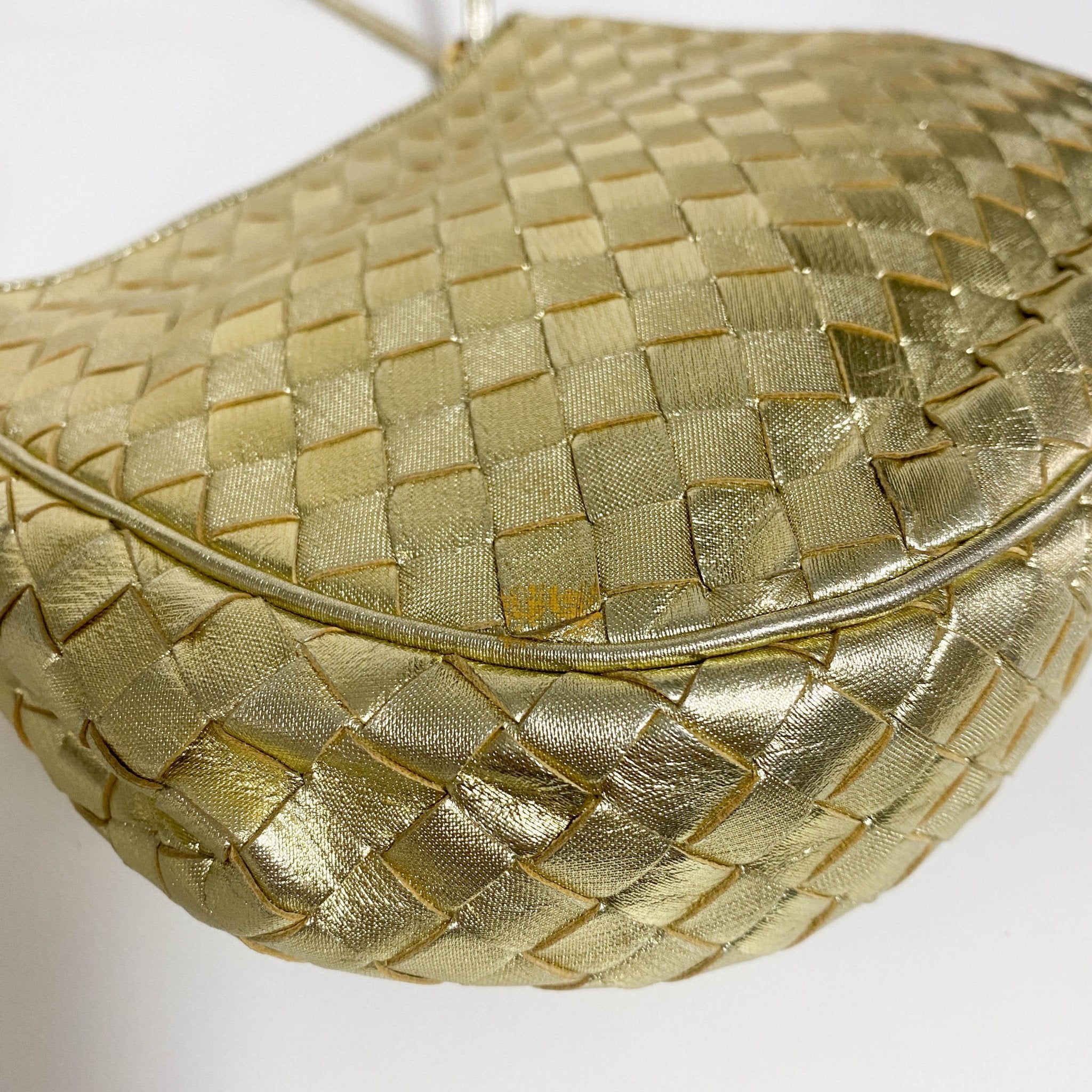 BOTTEGA VENETA Metallic Gold Intrecciato Leather Mini Shoulder / Crossbody Bag, in , Sold by HIVE PRELOVED - Shoulder Bags, ,