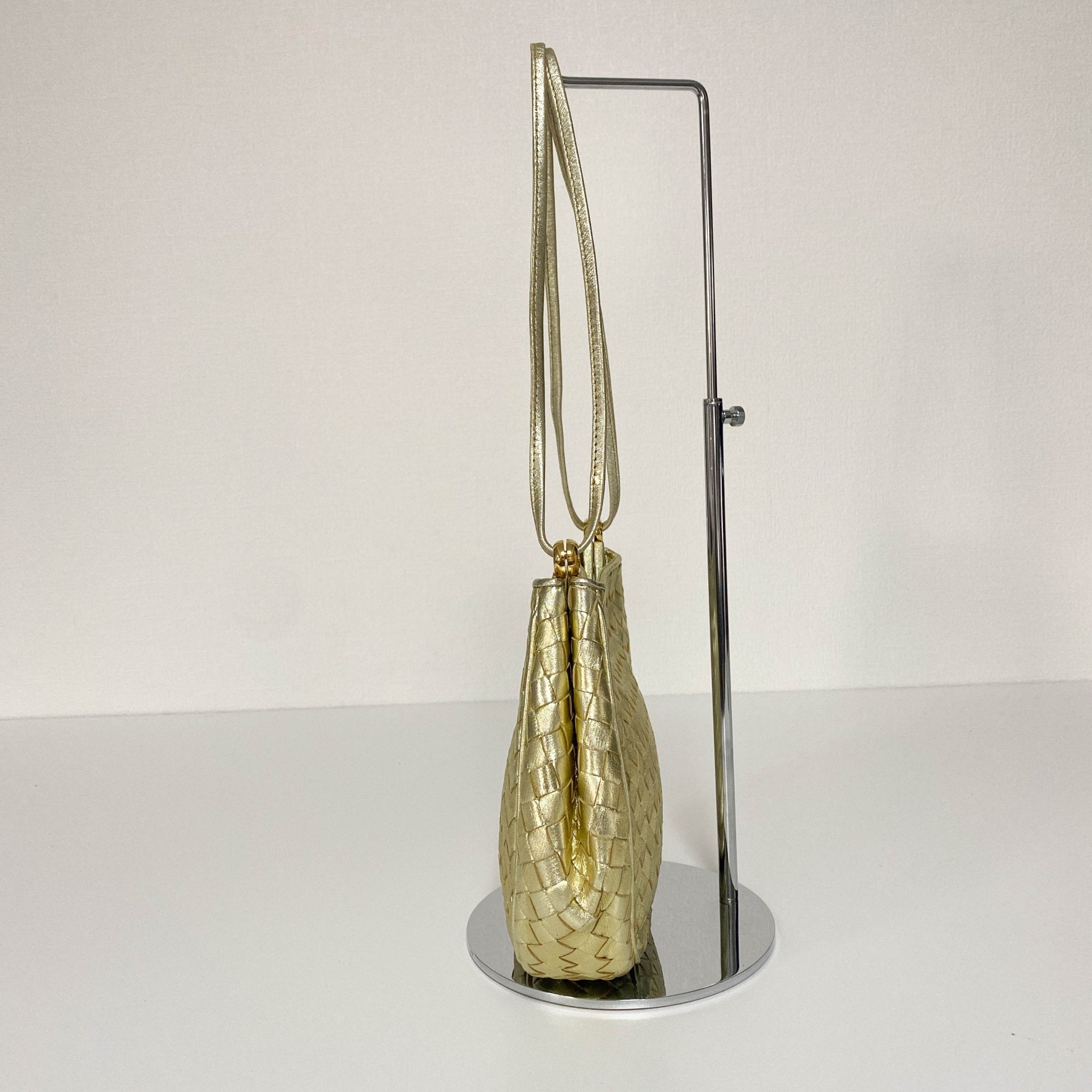 BOTTEGA VENETA Metallic Gold Intrecciato Leather Mini Shoulder / Crossbody Bag, in , Sold by HIVE PRELOVED - Shoulder Bags, ,