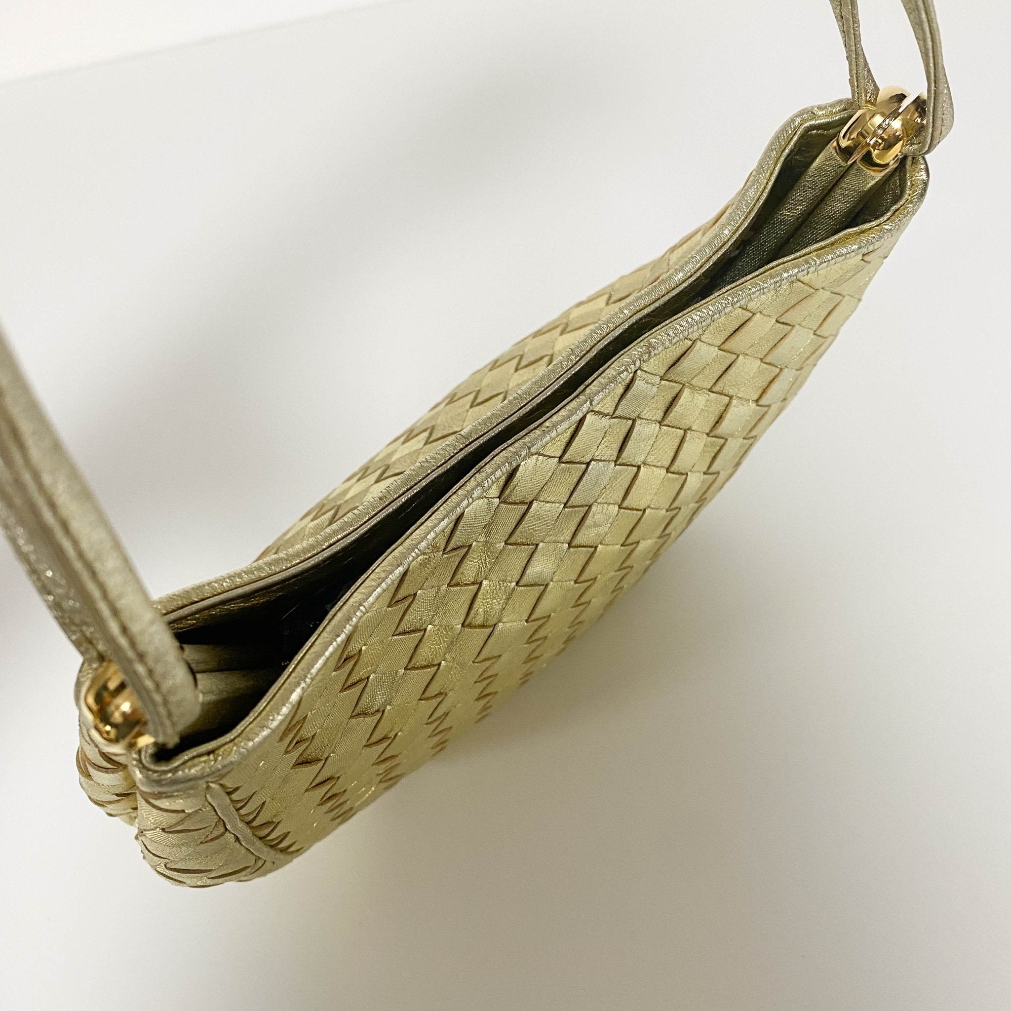 BOTTEGA VENETA Metallic Gold Intrecciato Leather Mini Shoulder / Crossbody Bag, in , Sold by HIVE PRELOVED - Shoulder Bags, ,