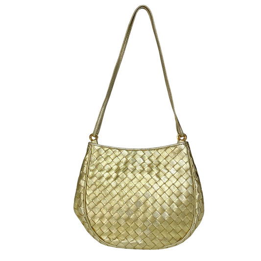 BOTTEGA VENETA Metallic Gold Intrecciato Leather Mini Shoulder / Crossbody Bag, in , Sold by HIVE PRELOVED - Shoulder Bags, ,