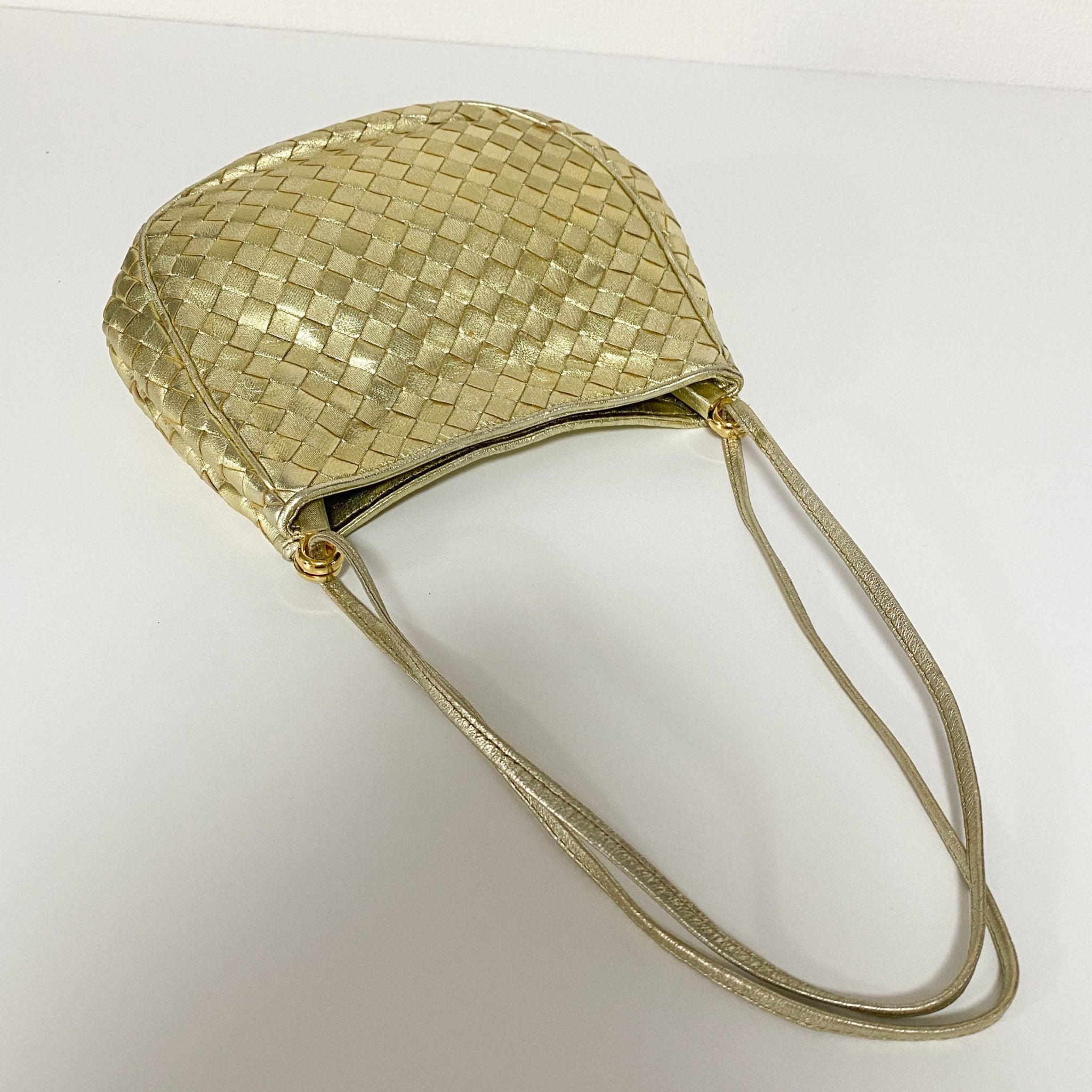 BOTTEGA VENETA Metallic Gold Intrecciato Leather Mini Shoulder / Crossbody Bag, in , Sold by HIVE PRELOVED - Shoulder Bags, ,