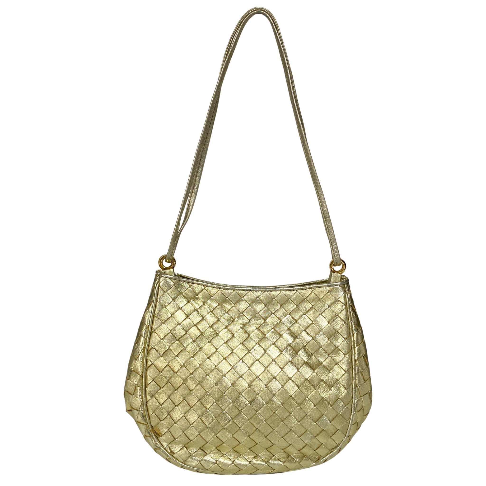BOTTEGA VENETA Metallic Gold Intrecciato Leather Mini Shoulder / Crossbody Bag, in , Sold by HIVE PRELOVED - Shoulder Bags, ,