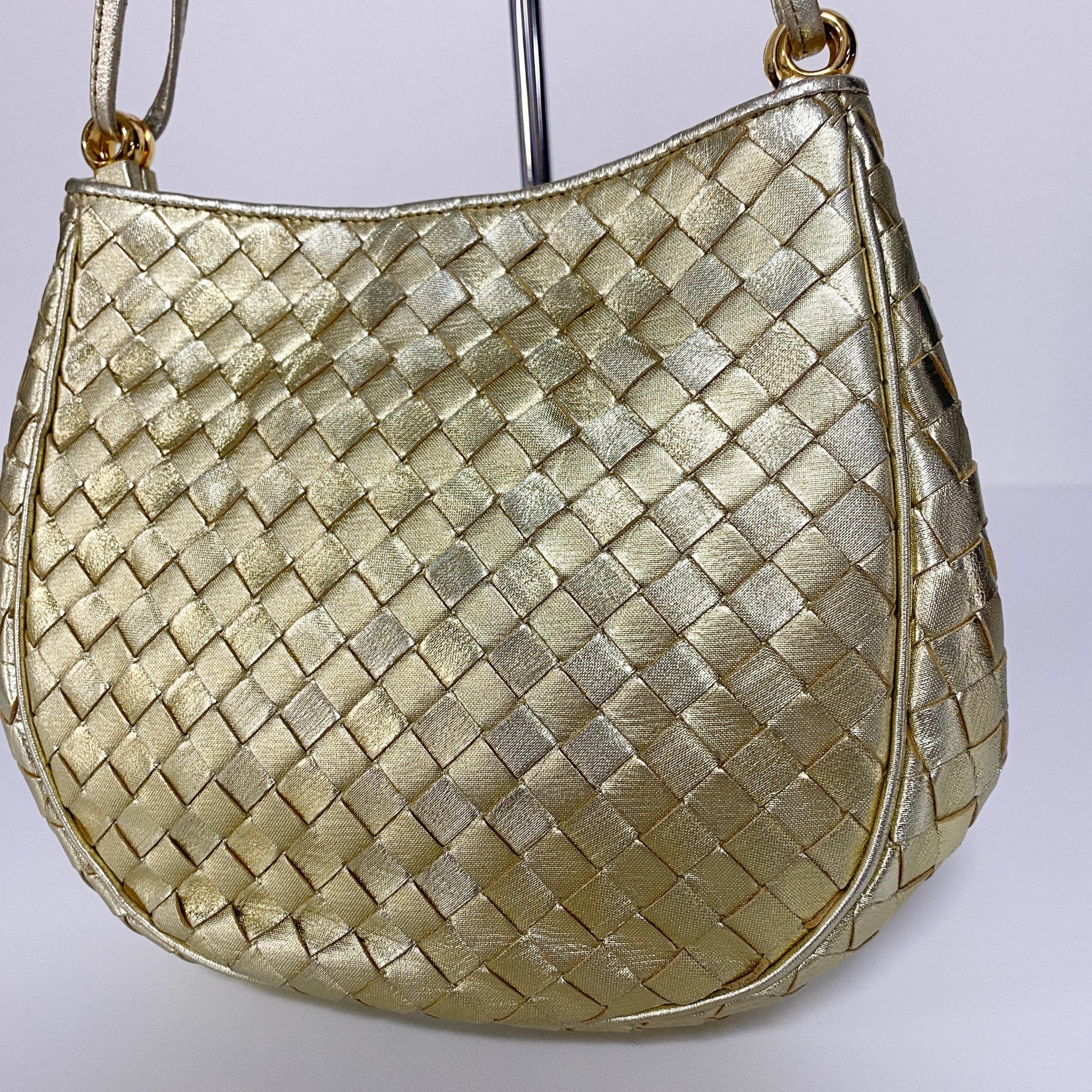 BOTTEGA VENETA Metallic Gold Intrecciato Leather Mini Shoulder / Crossbody Bag, in , Sold by HIVE PRELOVED - Shoulder Bags, ,