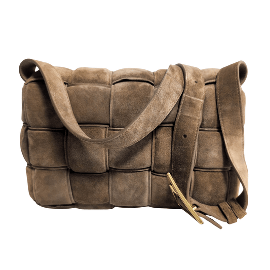 BOTTEGA VENETA Padded Cassette Crossbody Shoulderbag Suede Brown MaxiIntrecciato, in , Sold by HIVE PRELOVED - Crossbody bags