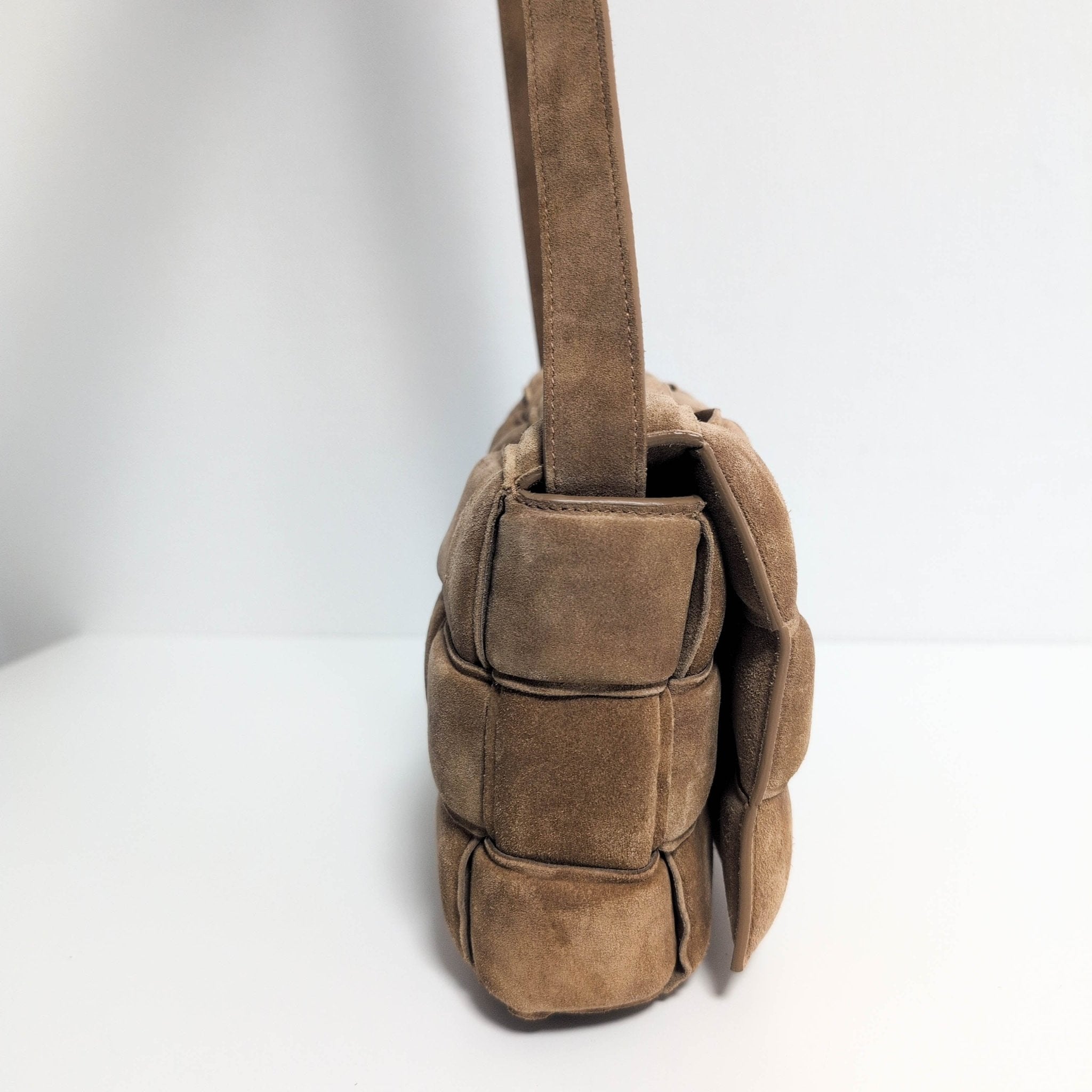 BOTTEGA VENETA Padded Cassette Crossbody Shoulderbag Suede Brown MaxiIntrecciato, in , Sold by HIVE PRELOVED - Crossbody bags