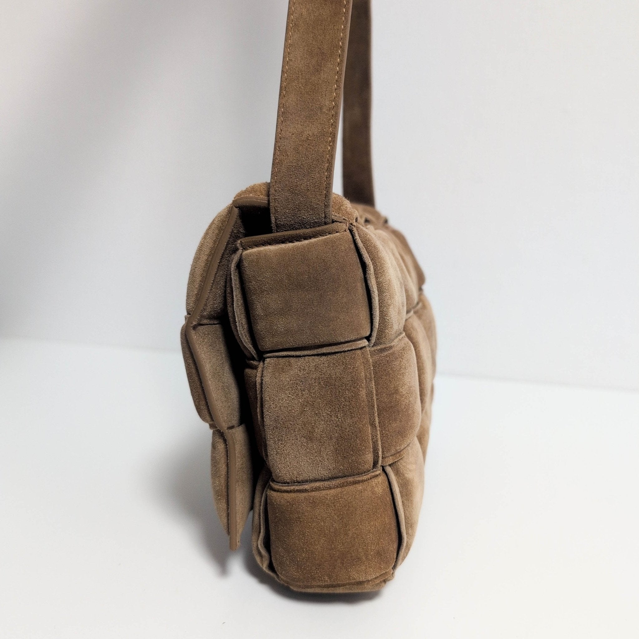 BOTTEGA VENETA Padded Cassette Crossbody Shoulderbag Suede Brown MaxiIntrecciato, in , Sold by HIVE PRELOVED - Crossbody bags