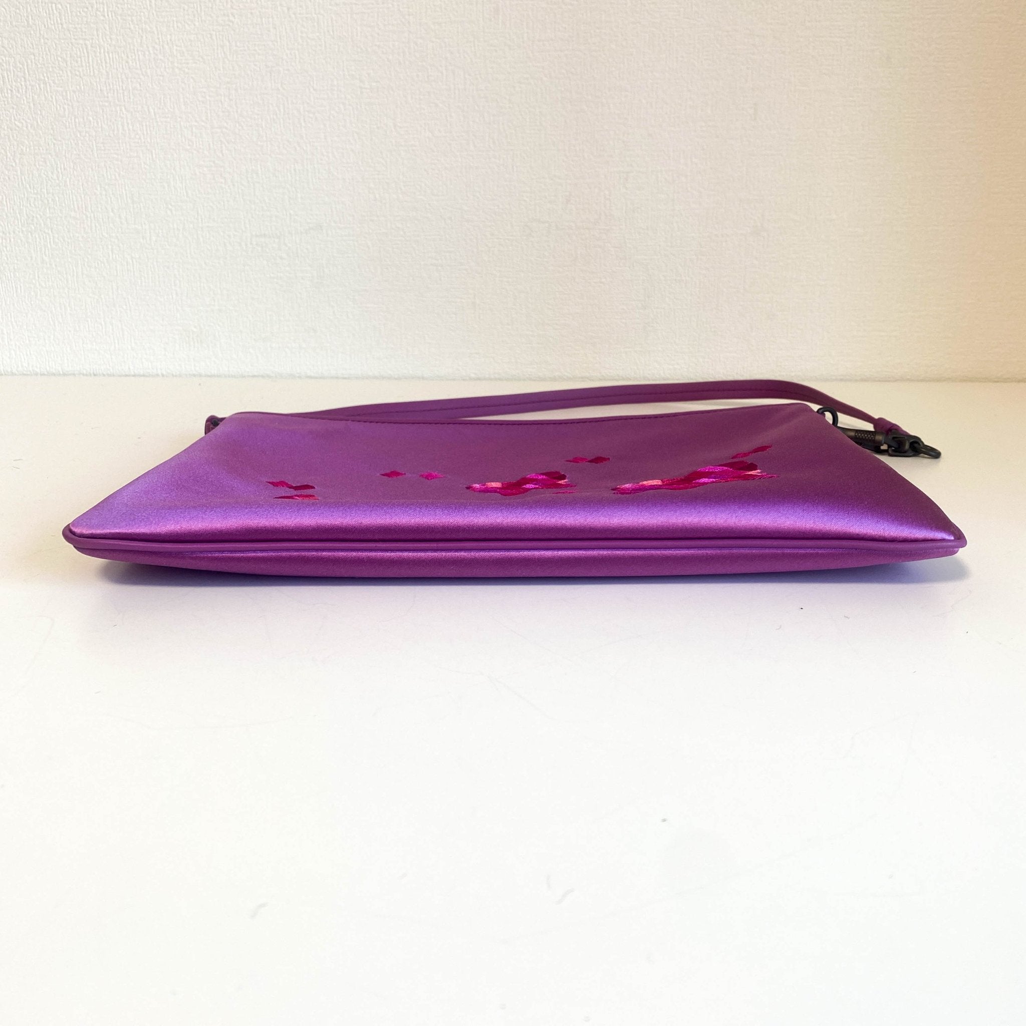BOTTEGA VENETA Purple Satin Butterflies Embroidered Shoulder Bag, in , Sold by HIVE PRELOVED - Shoulder Bags, ,