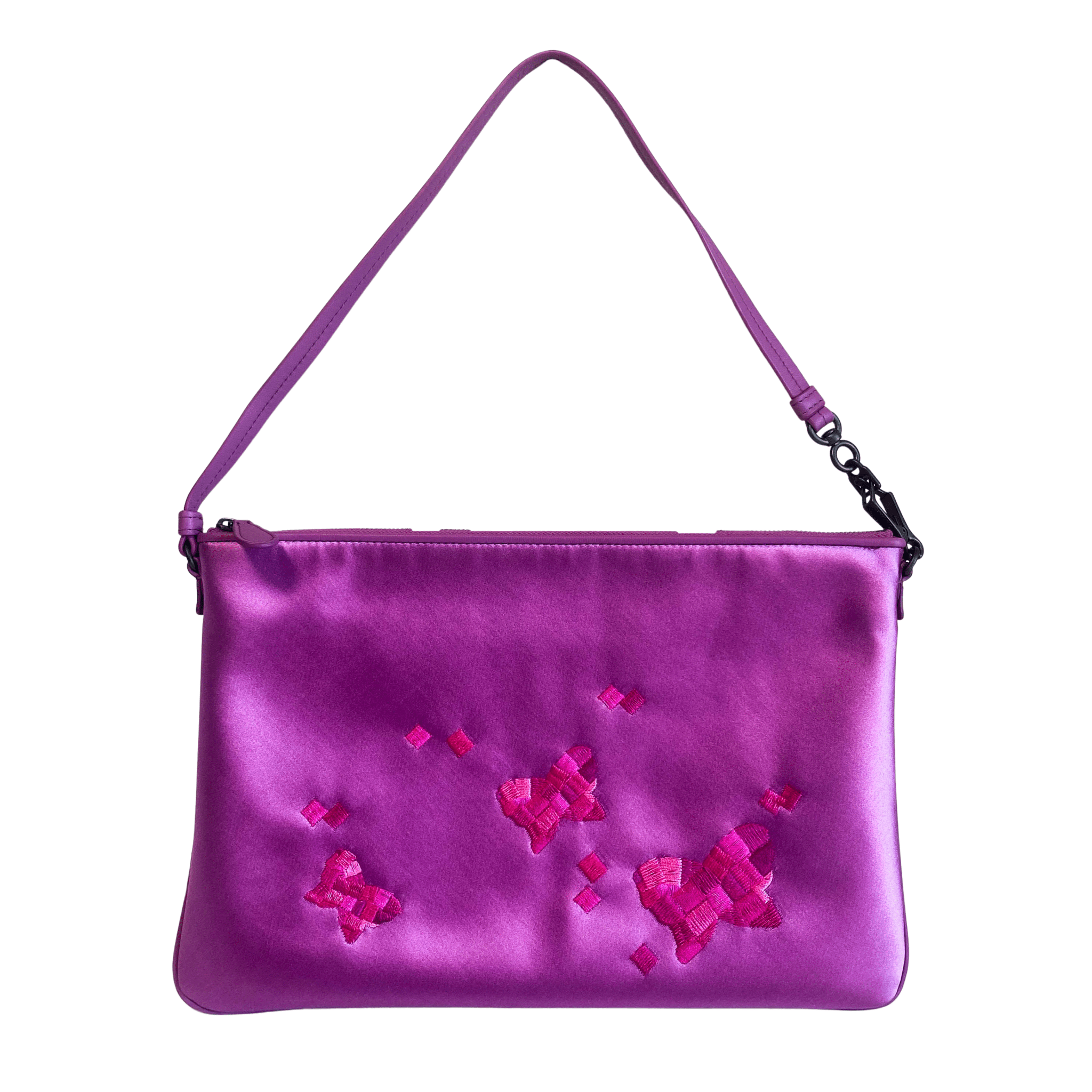 BOTTEGA VENETA Purple Satin Butterflies Embroidered Shoulder Bag, in , Sold by HIVE PRELOVED - Shoulder Bags, ,