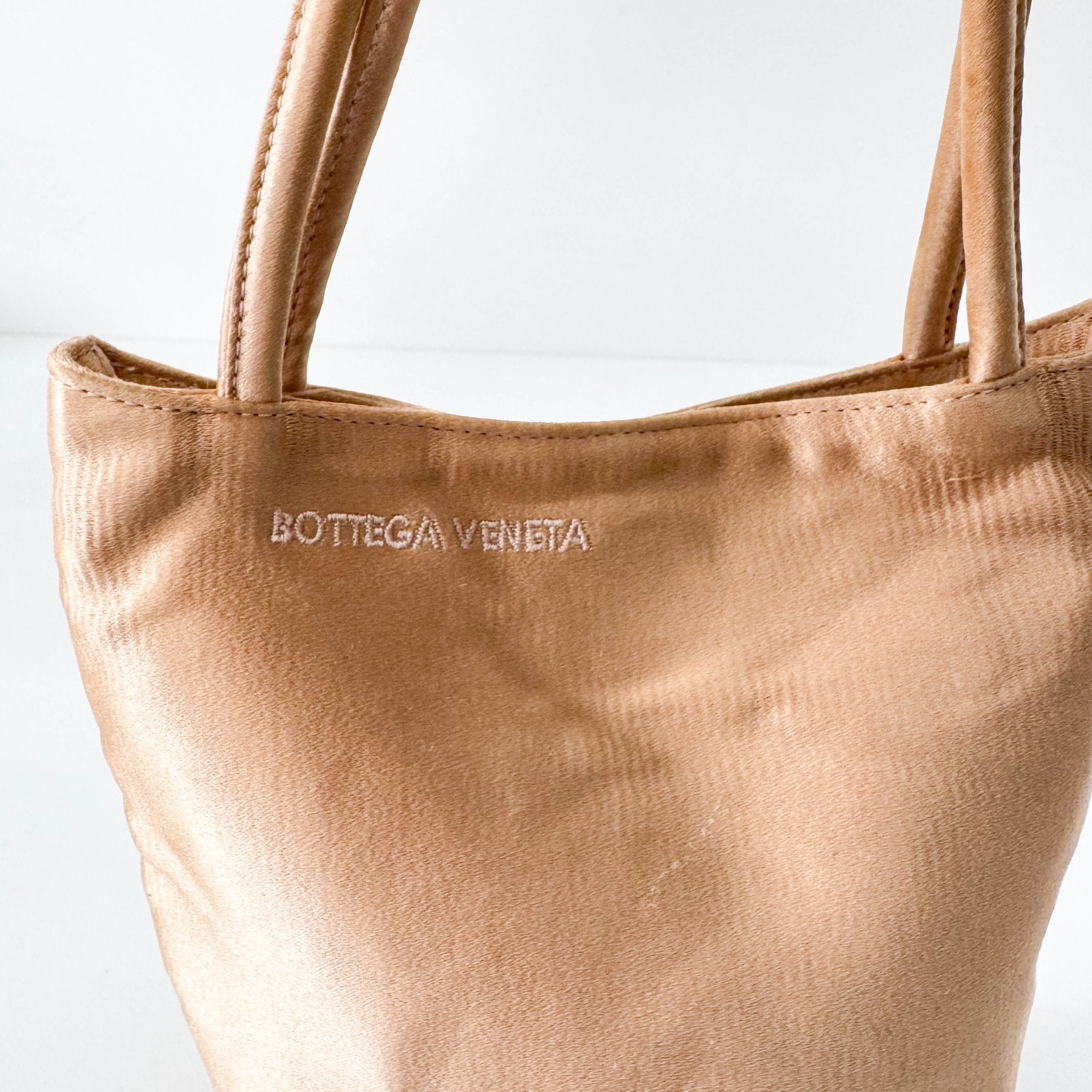 BOTTEGA VENETA Rose Gold Satin Mini Tote Bag, in , Sold by HIVE PRELOVED - Mini bags, ,